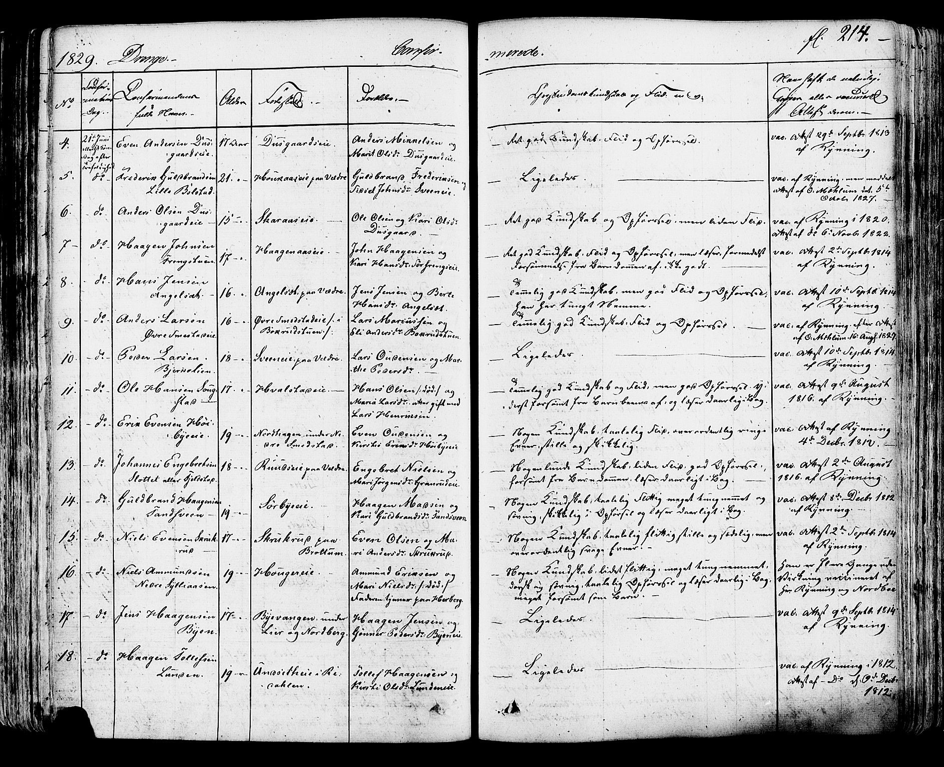 Ringsaker prestekontor, AV/SAH-PREST-014/K/Ka/L0007: Parish register (official) no. 7A, 1826-1837, p. 214