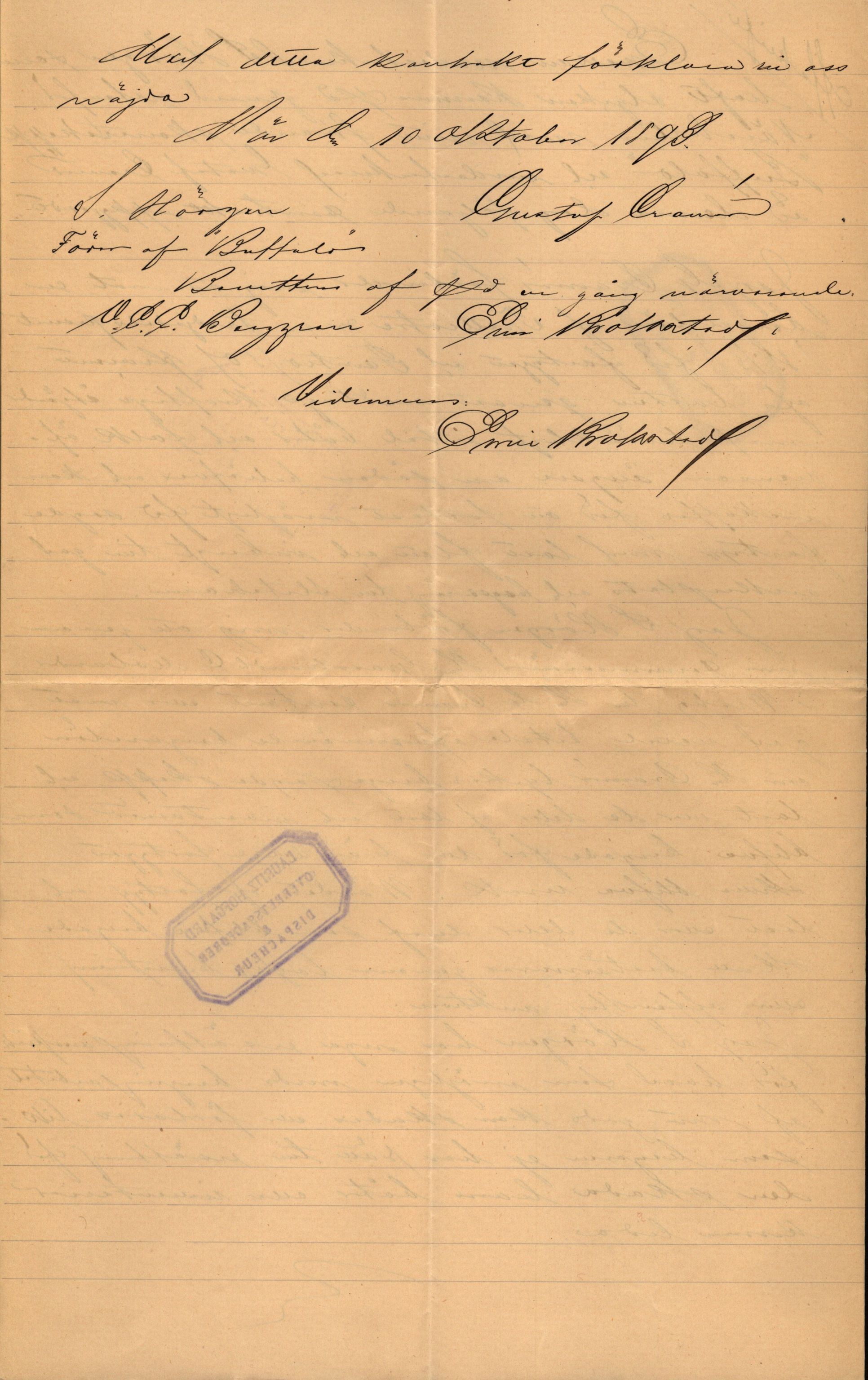 Pa 63 - Østlandske skibsassuranceforening, VEMU/A-1079/G/Ga/L0029/0009: Havaridokumenter / Anette, Agathe, Agra, Buffalo, 1893, p. 72