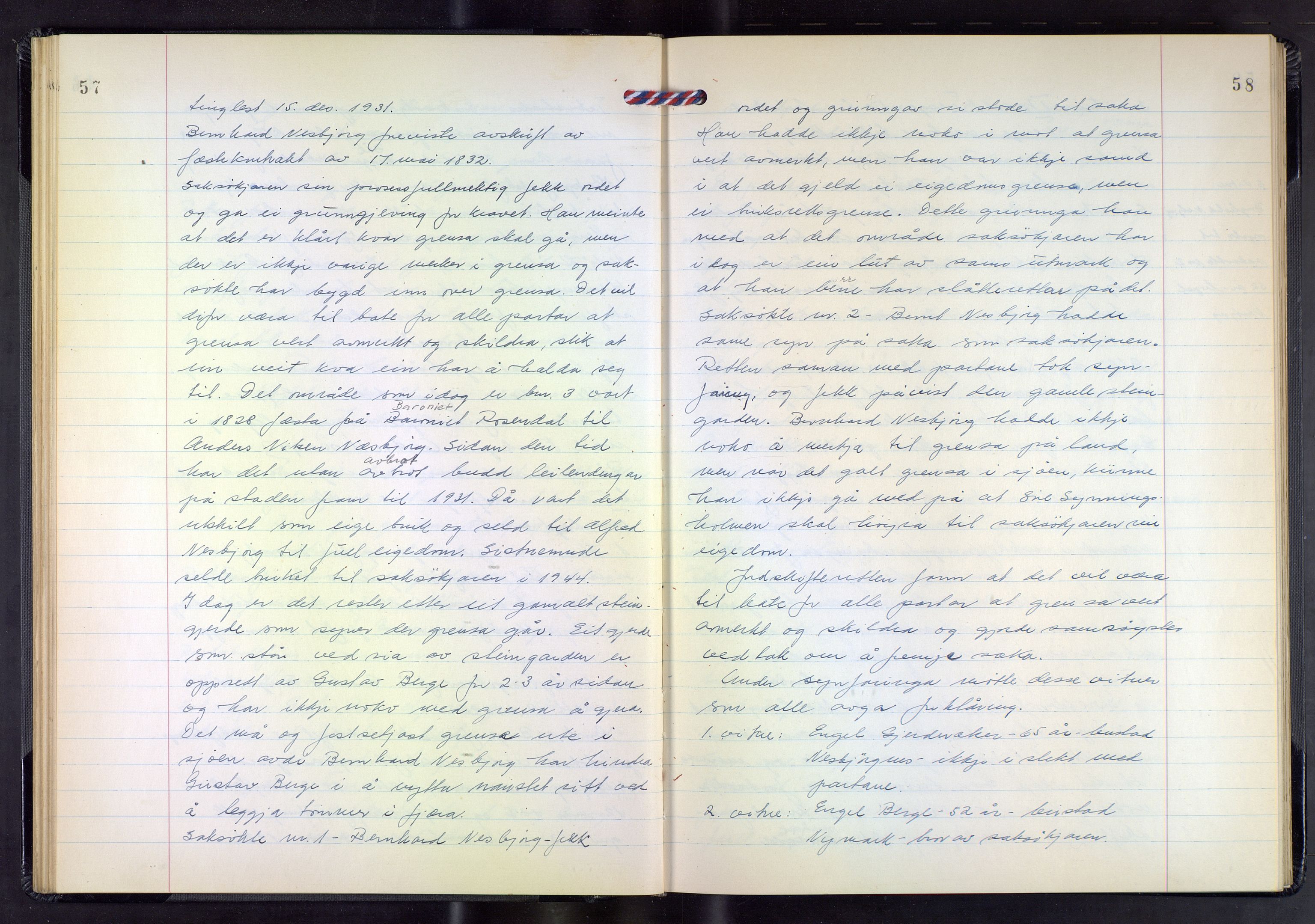 Hordaland jordskiftedøme - III Midhordland jordskiftedistrikt, AV/SAB-A-7001/A/Aa/L0034: Forhandlingsprotokoll, 1961-1967, p. 57-58