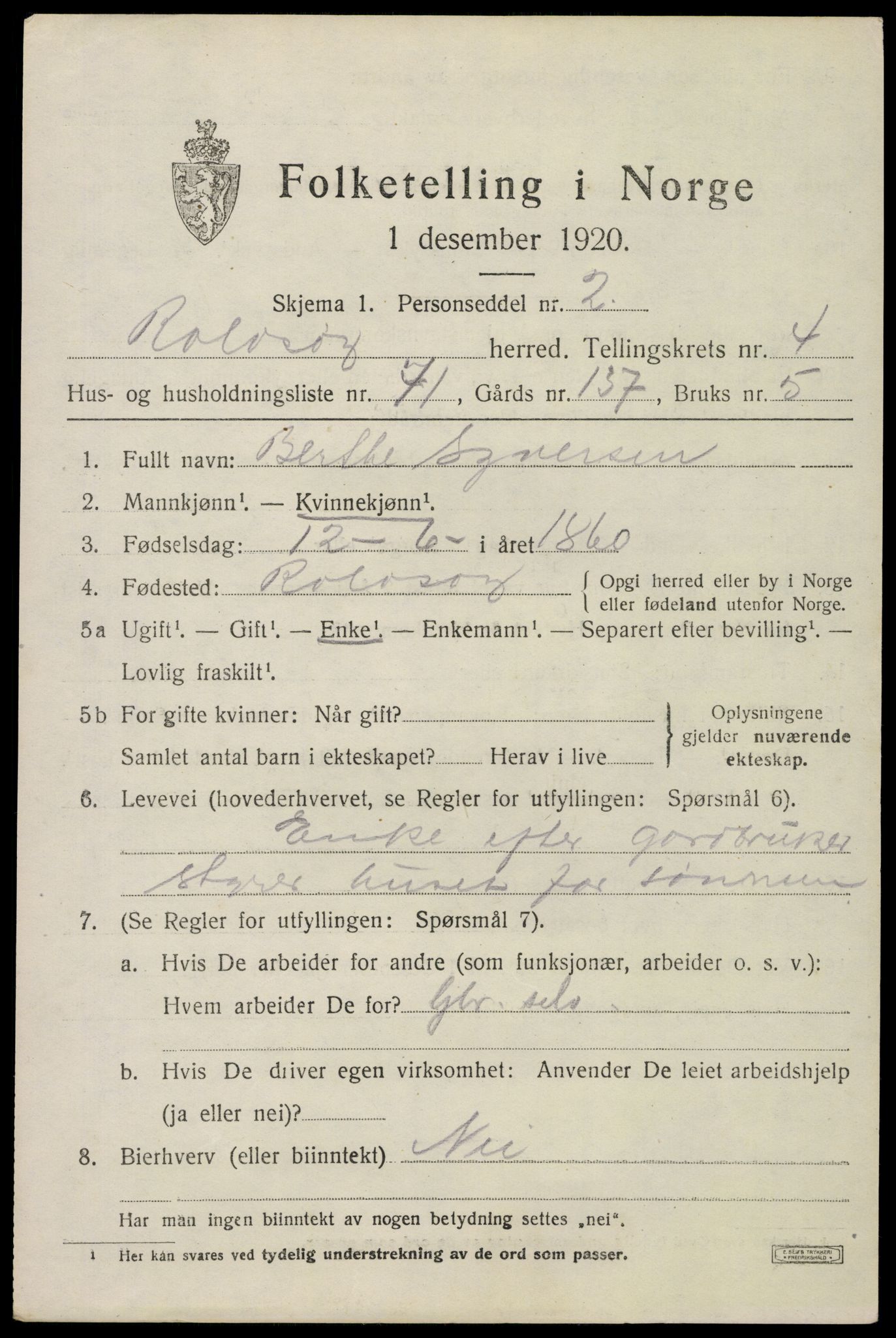 SAO, 1920 census for Rolvsøy, 1920, p. 5203