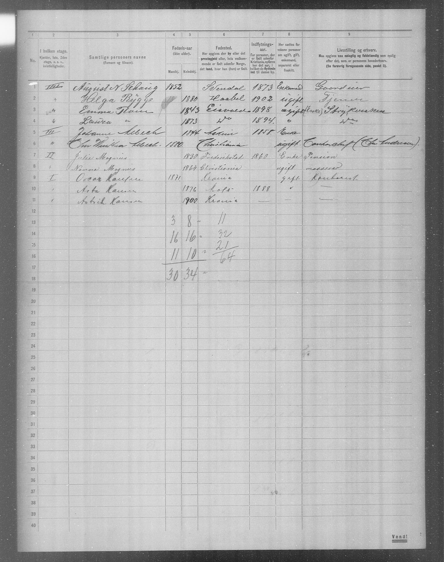 OBA, Municipal Census 1904 for Kristiania, 1904, p. 15133