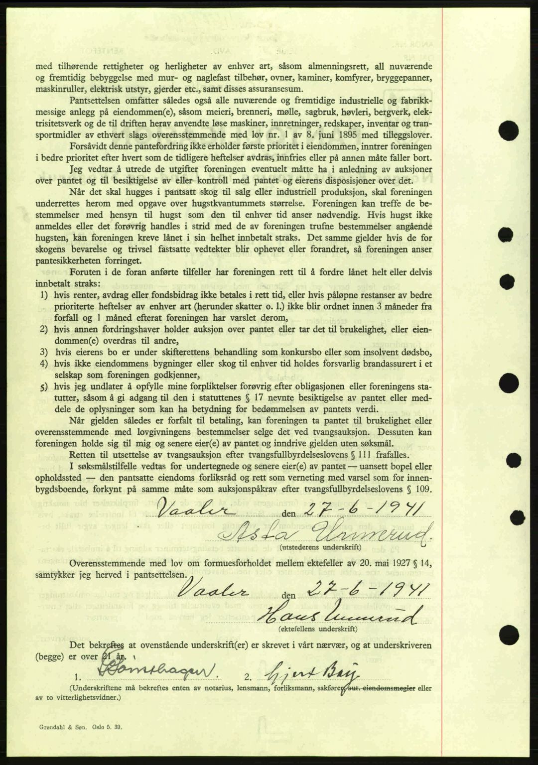 Moss sorenskriveri, SAO/A-10168: Mortgage book no. B10, 1940-1941, Diary no: : 1167/1941