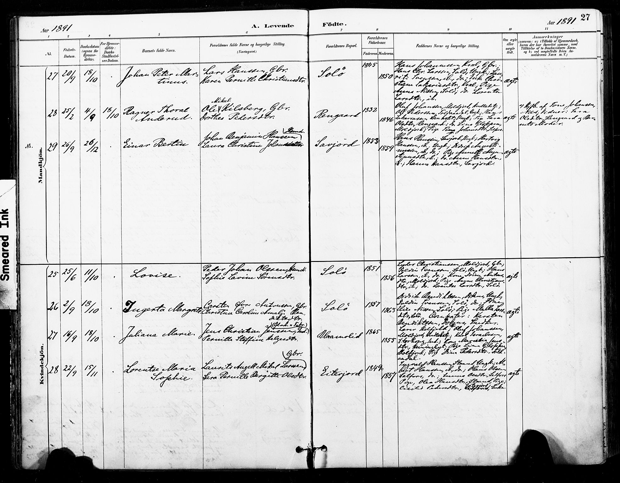 Ministerialprotokoller, klokkerbøker og fødselsregistre - Nordland, AV/SAT-A-1459/846/L0646: Parish register (official) no. 846A04, 1887-1901, p. 27