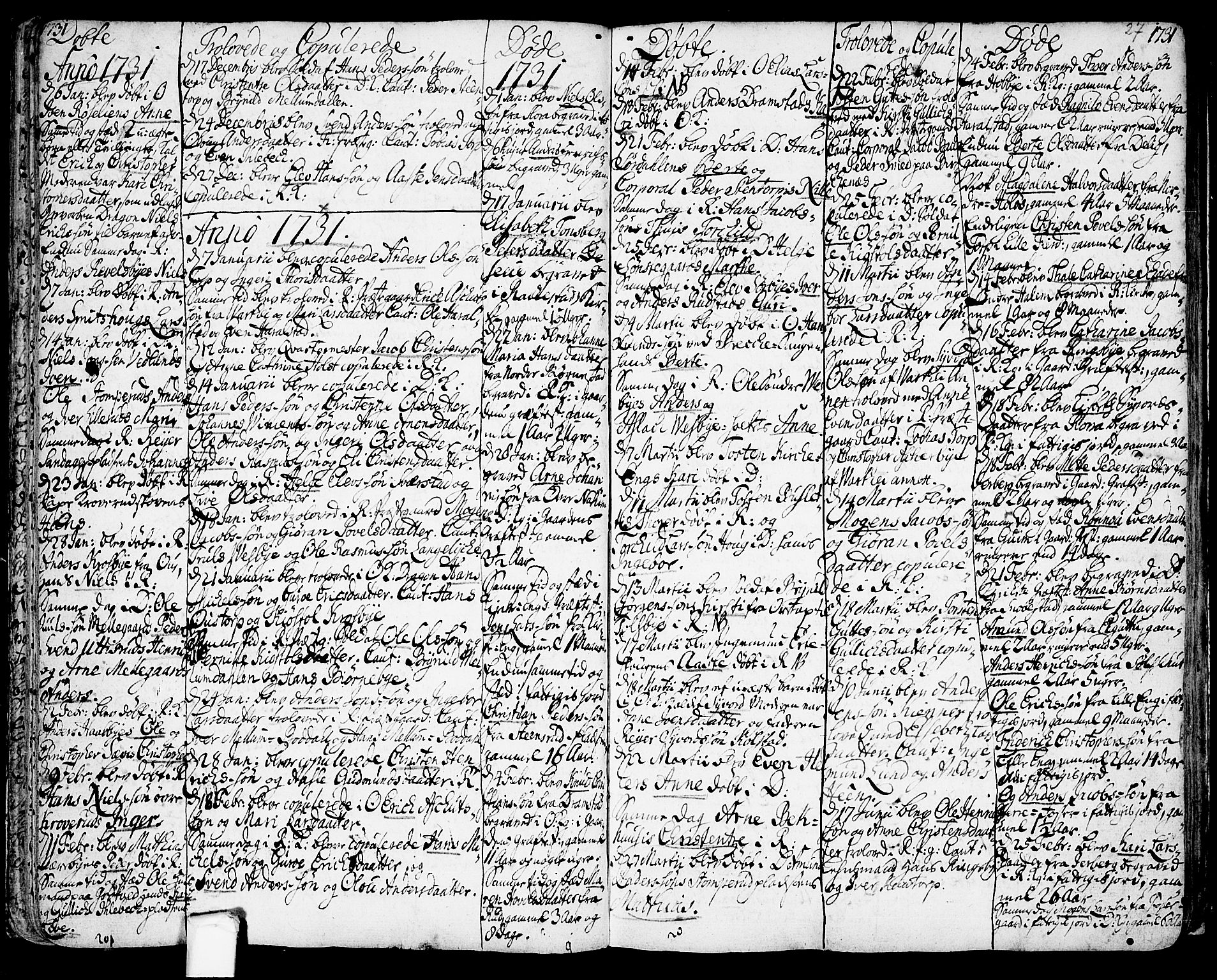 Rakkestad prestekontor Kirkebøker, AV/SAO-A-2008/F/Fa/L0001: Parish register (official) no. I 1, 1722-1740, p. 27