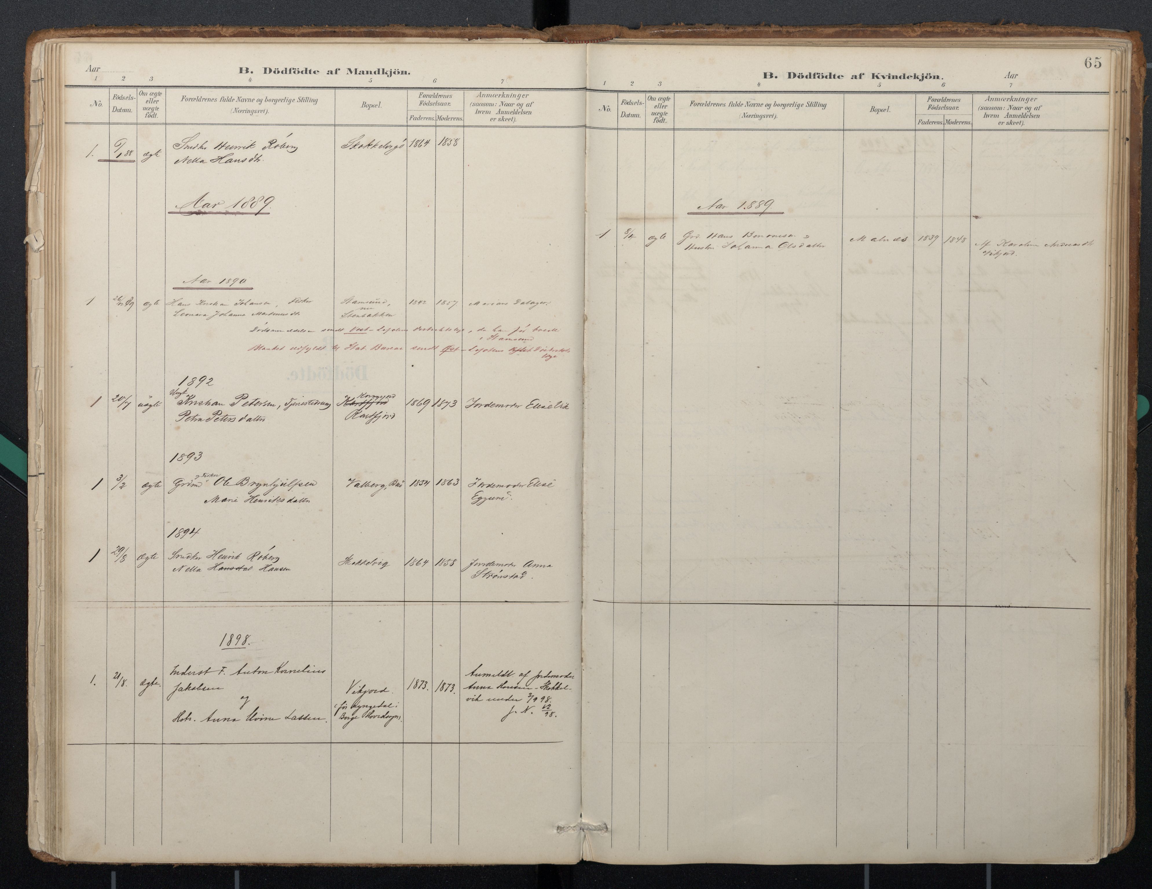 Ministerialprotokoller, klokkerbøker og fødselsregistre - Nordland, AV/SAT-A-1459/884/L1193: Parish register (official) no. 884A01, 1888-1905, p. 65