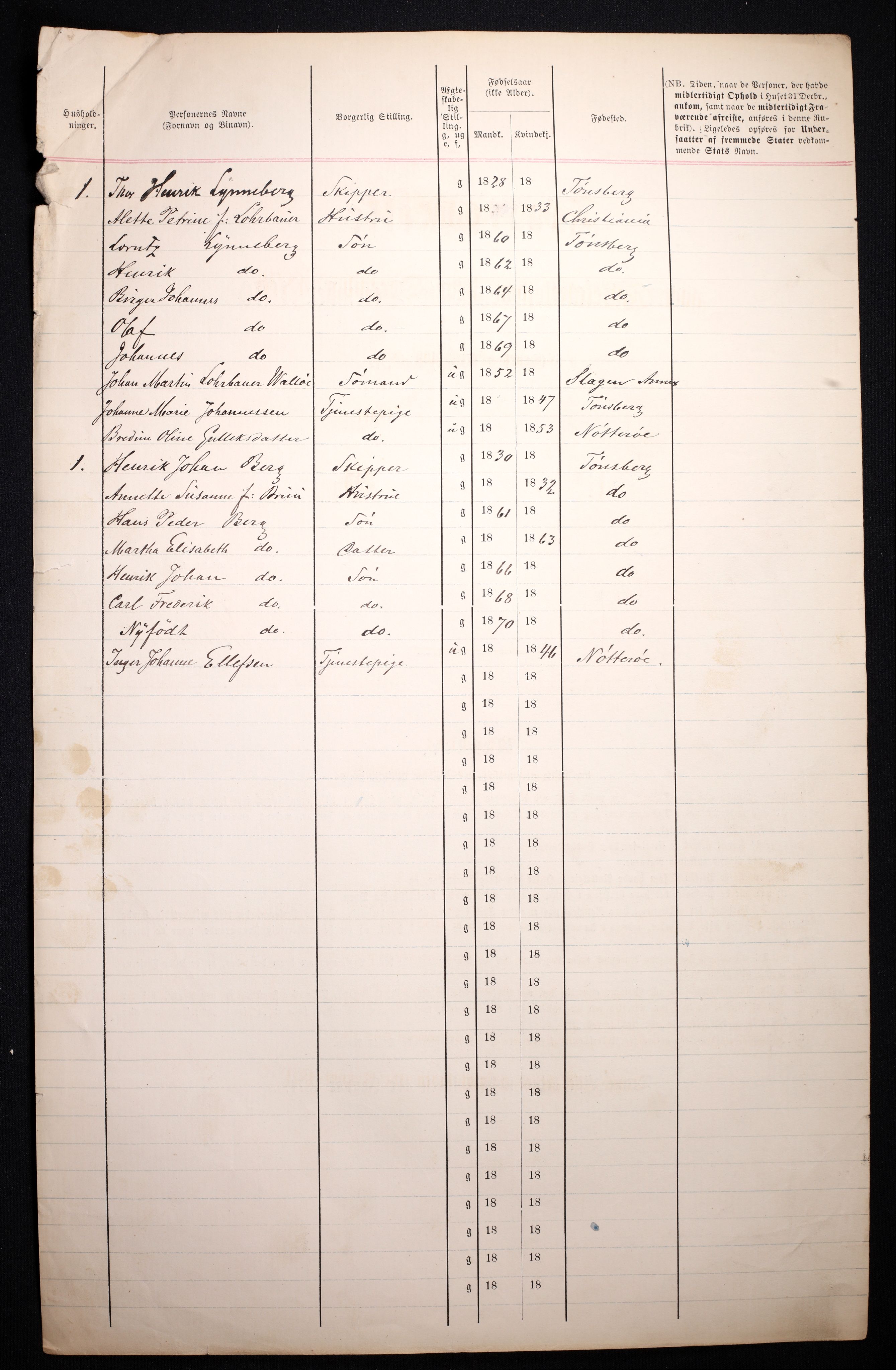 RA, 1870 census for 0705 Tønsberg, 1870, p. 81