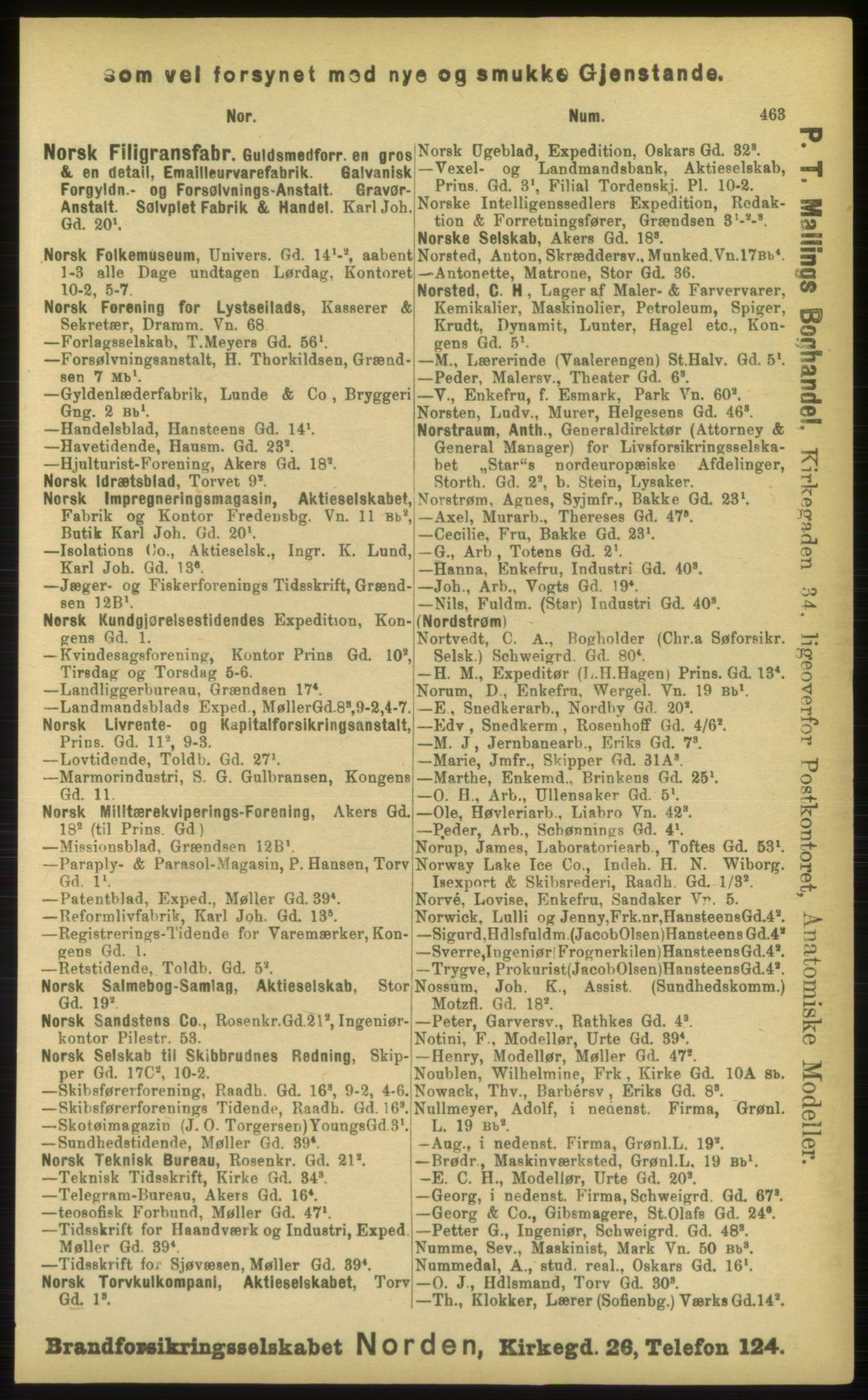 Kristiania/Oslo adressebok, PUBL/-, 1898, p. 463