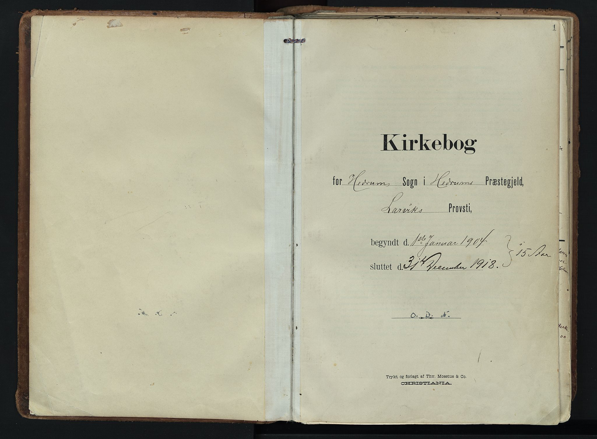 Hedrum kirkebøker, SAKO/A-344/F/Fa/L0010: Parish register (official) no. I 10, 1904-1918, p. 1