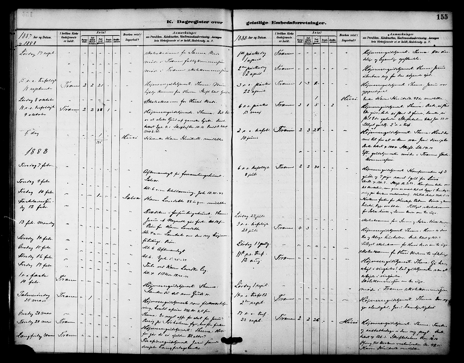 Ministerialprotokoller, klokkerbøker og fødselsregistre - Nordland, SAT/A-1459/840/L0580: Parish register (official) no. 840A02, 1887-1909, p. 155
