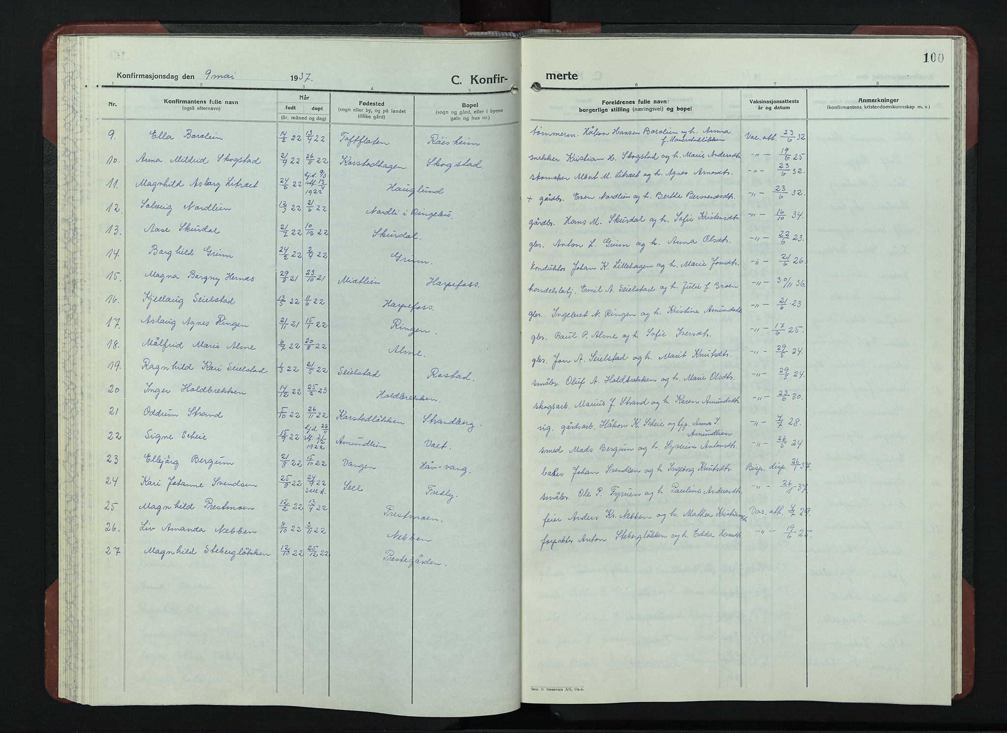 Sør-Fron prestekontor, AV/SAH-PREST-010/H/Ha/Hab/L0006: Parish register (copy) no. 6, 1933-1948, p. 100