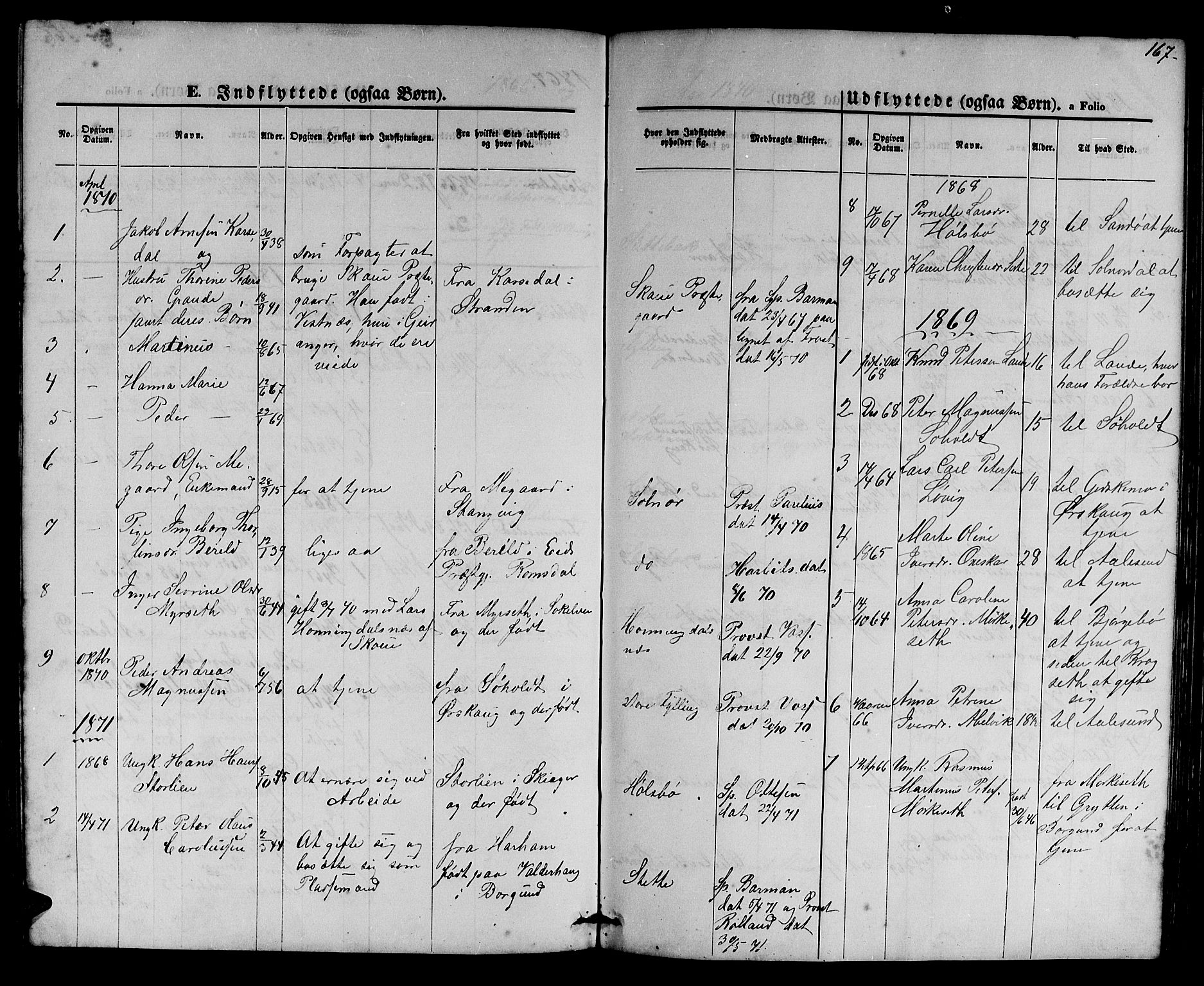 Ministerialprotokoller, klokkerbøker og fødselsregistre - Møre og Romsdal, AV/SAT-A-1454/524/L0364: Parish register (copy) no. 524C05, 1865-1879, p. 167