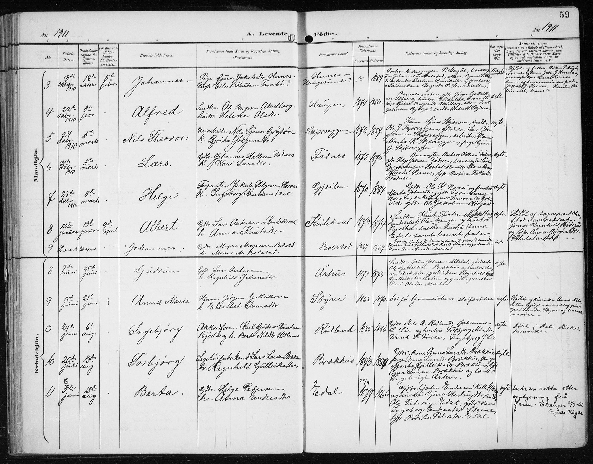 Evanger sokneprestembete, AV/SAB-A-99924: Parish register (official) no. A  3, 1900-1930, p. 59