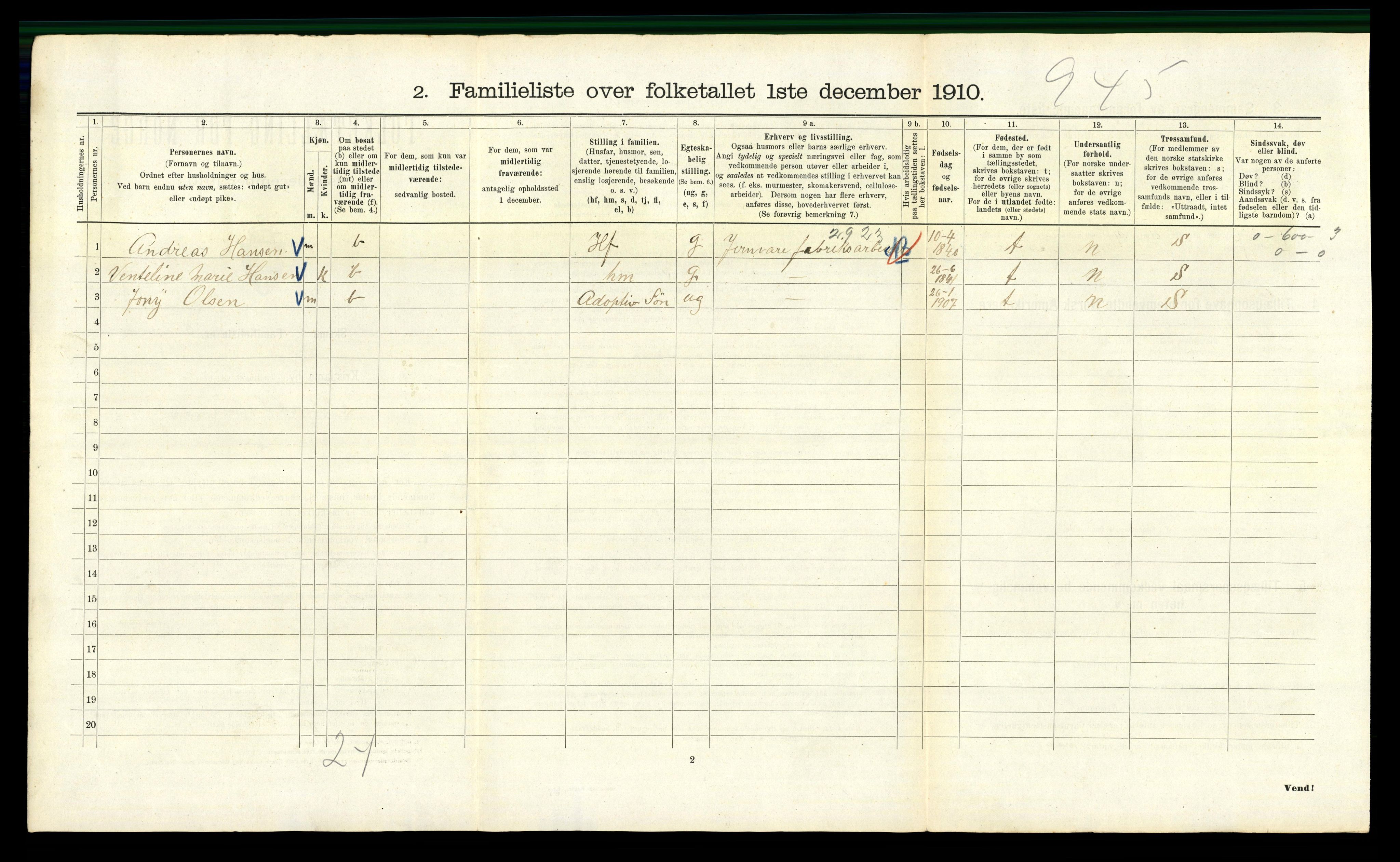 RA, 1910 census for Kristiania, 1910, p. 98684