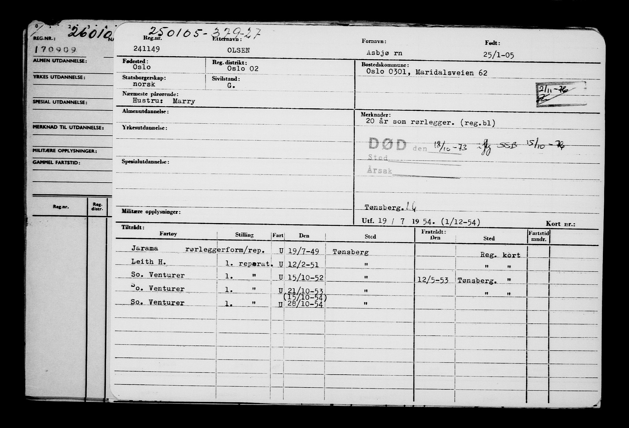 Direktoratet for sjømenn, AV/RA-S-3545/G/Gb/L0057: Hovedkort, 1905, p. 262