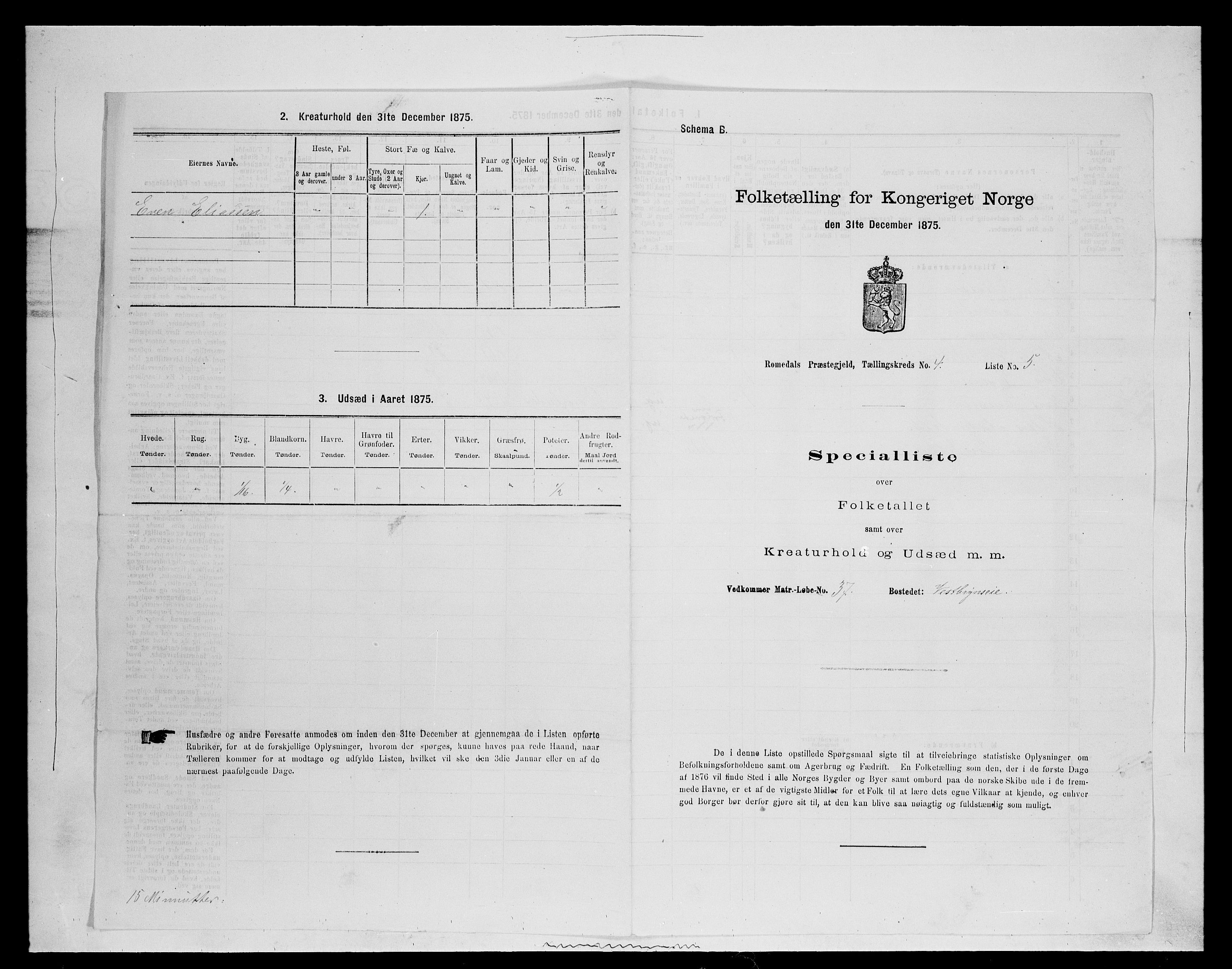 SAH, 1875 census for 0416P Romedal, 1875, p. 557