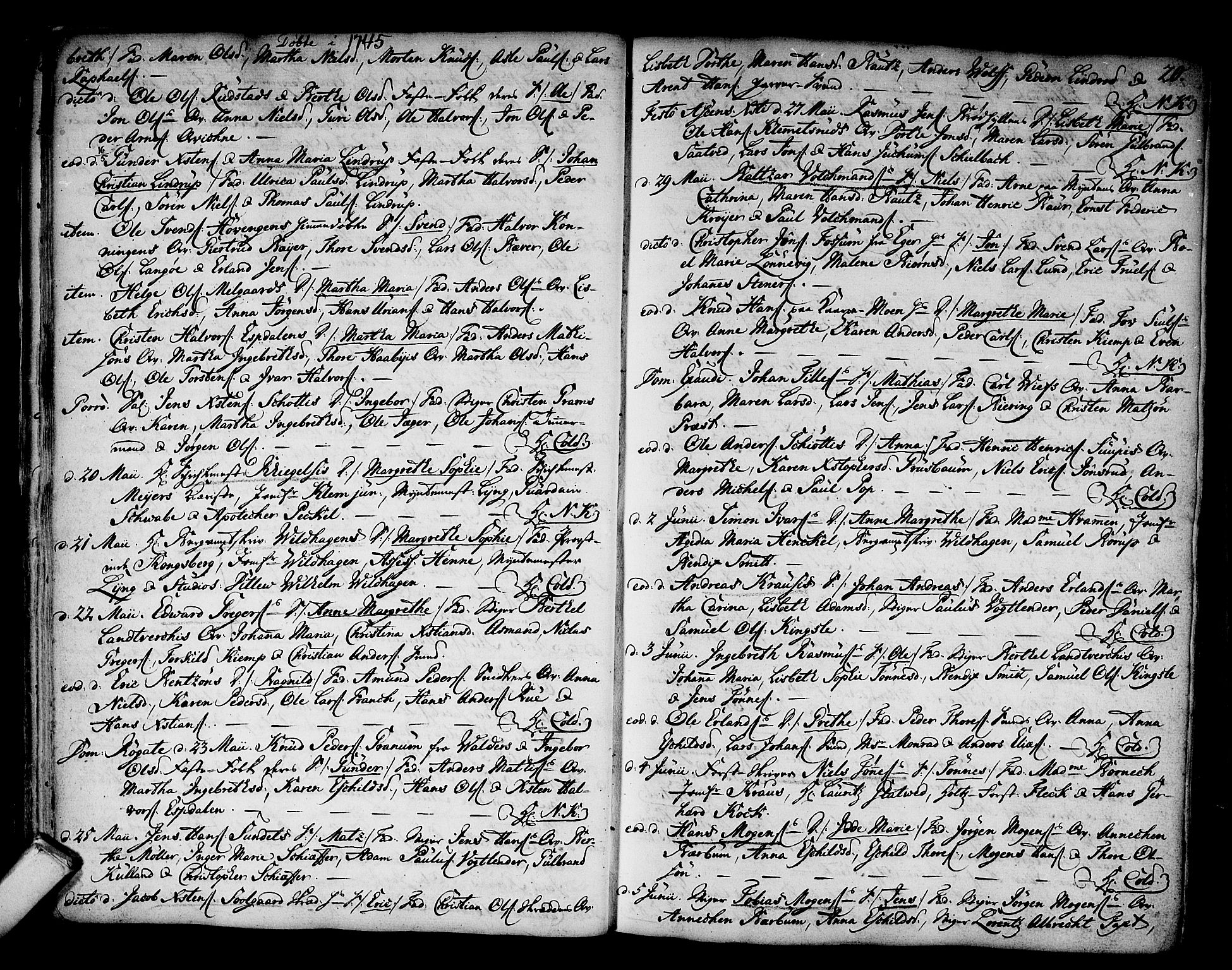 Kongsberg kirkebøker, AV/SAKO-A-22/F/Fa/L0003: Parish register (official) no. I 3, 1744-1755, p. 20