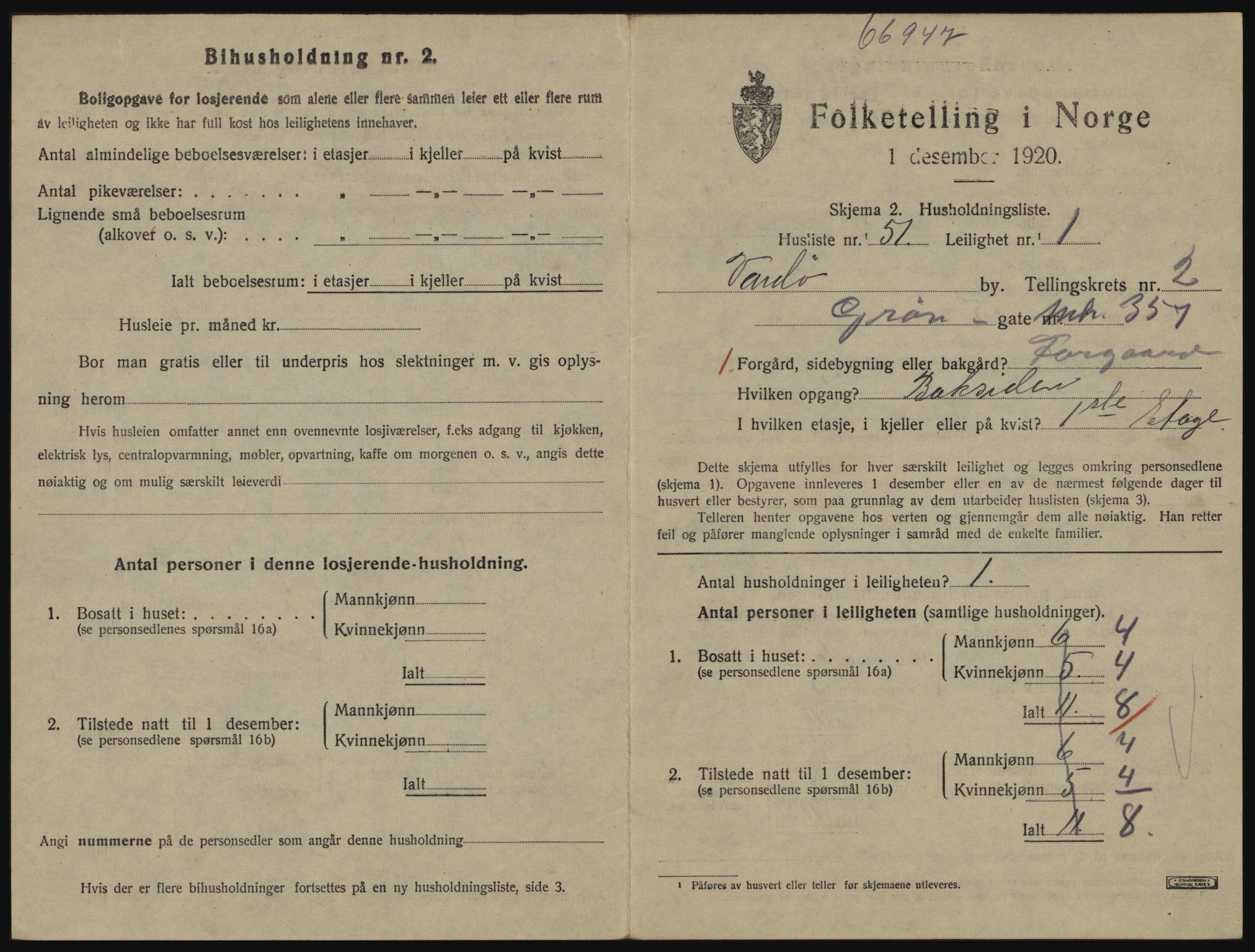 SATØ, 1920 census for Vardø, 1920, p. 1955
