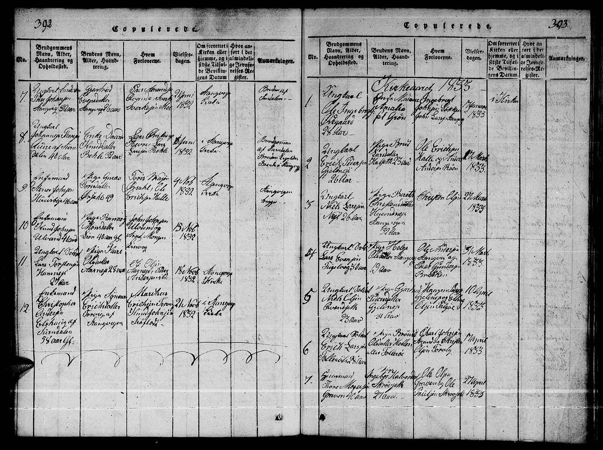 Ministerialprotokoller, klokkerbøker og fødselsregistre - Møre og Romsdal, AV/SAT-A-1454/592/L1031: Parish register (copy) no. 592C01, 1820-1833, p. 392-393