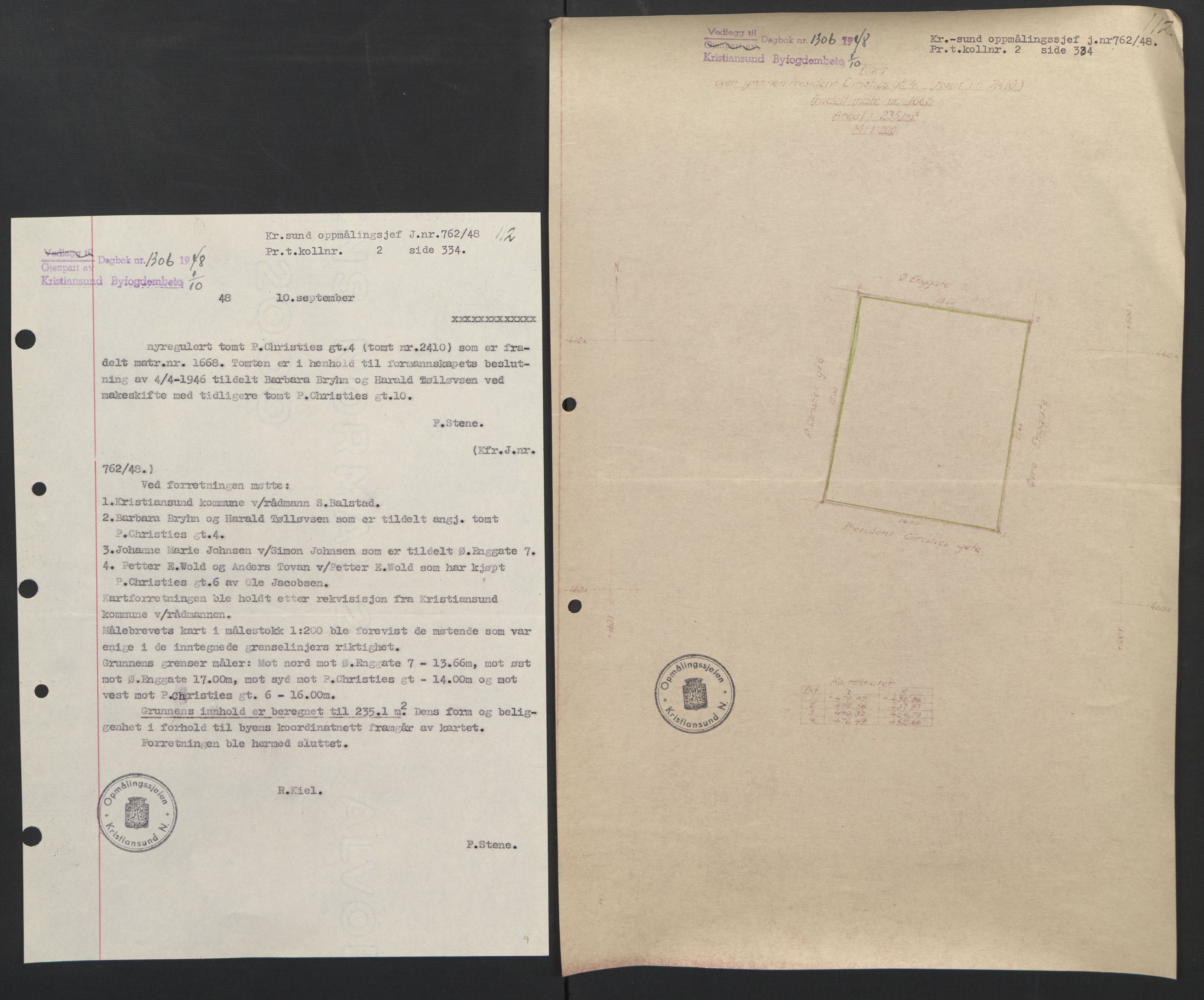 Kristiansund byfogd, AV/SAT-A-4587/A/27: Mortgage book no. 42, 1947-1950, Diary no: : 1306/1948