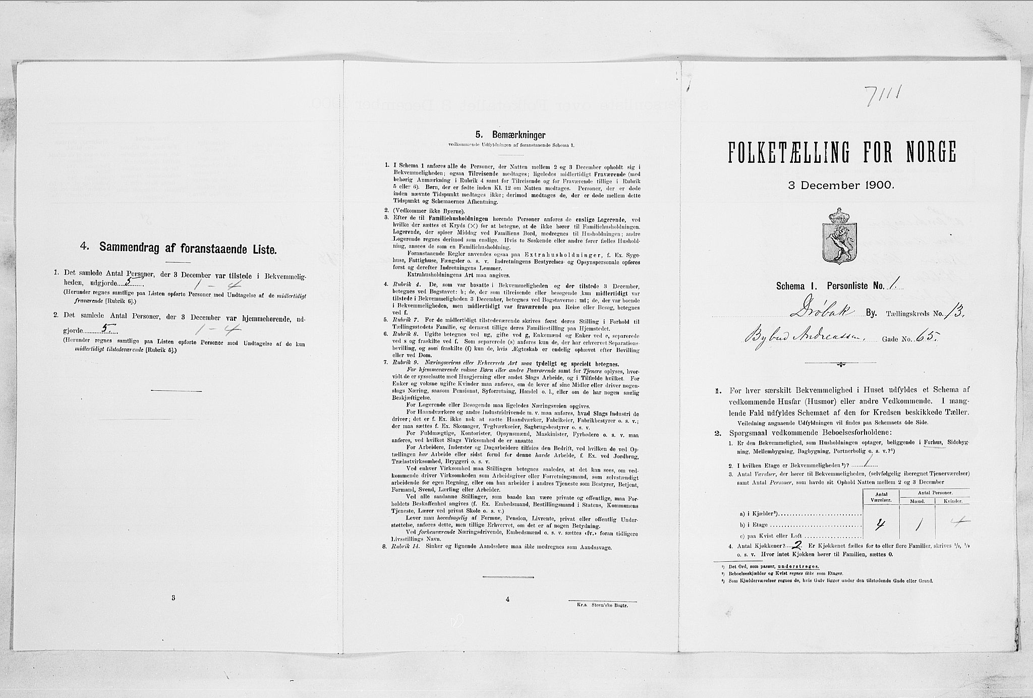 SAO, 1900 census for Drøbak, 1900