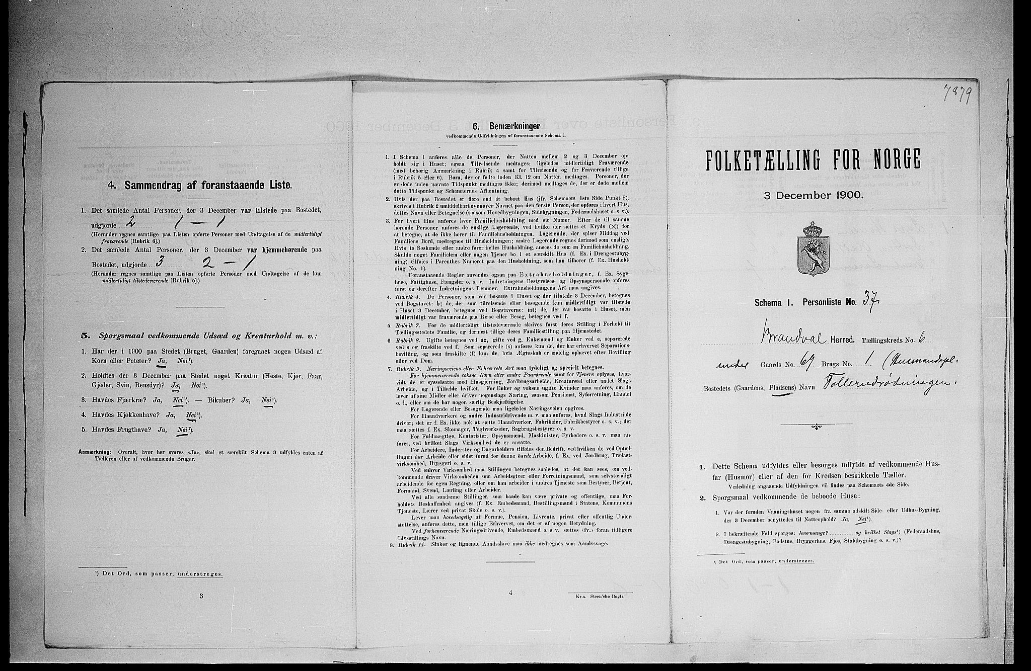 SAH, 1900 census for Brandval, 1900, p. 798