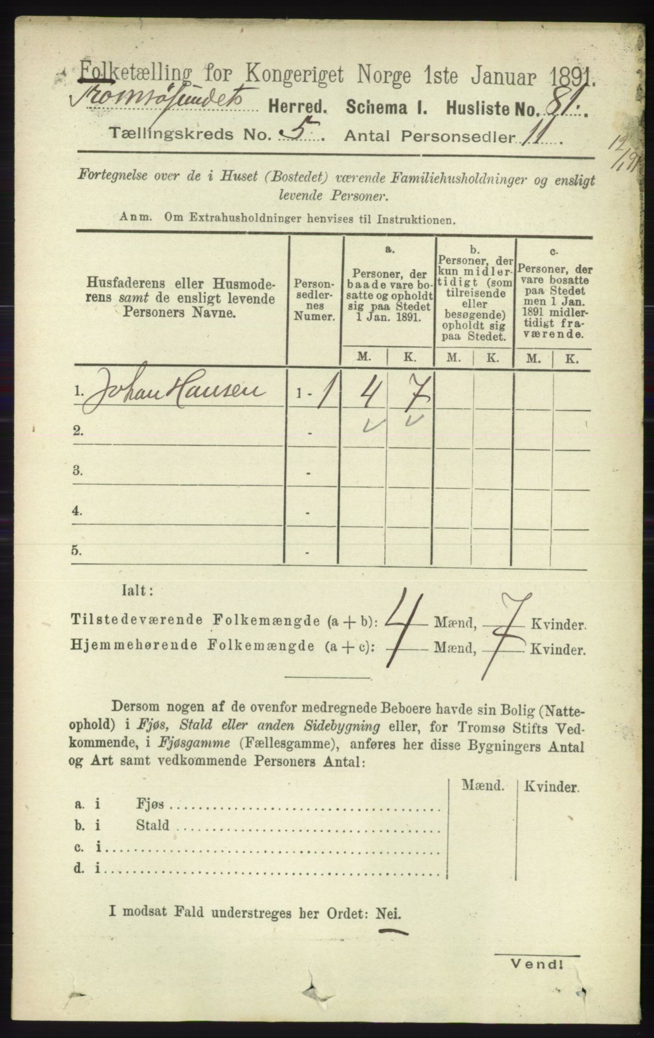 RA, 1891 census for 1934 Tromsøysund, 1891, p. 2322