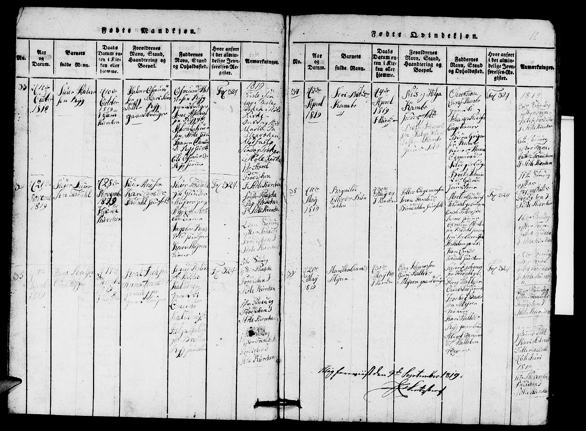 Etne sokneprestembete, AV/SAB-A-75001/H/Hab: Parish register (copy) no. A 1, 1815-1849, p. 11