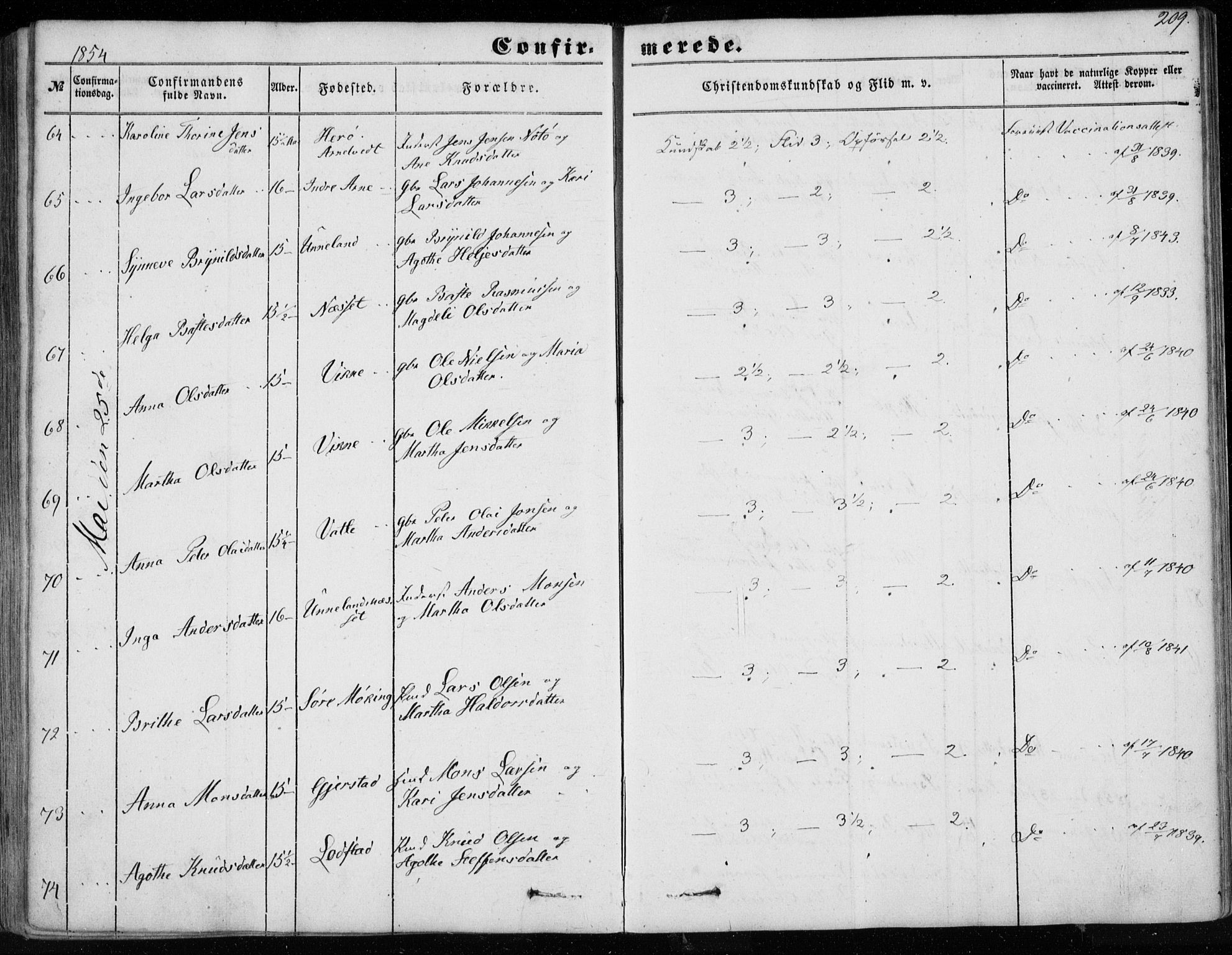 Haus sokneprestembete, AV/SAB-A-75601/H/Haa: Parish register (official) no. A 16 I, 1848-1857, p. 209