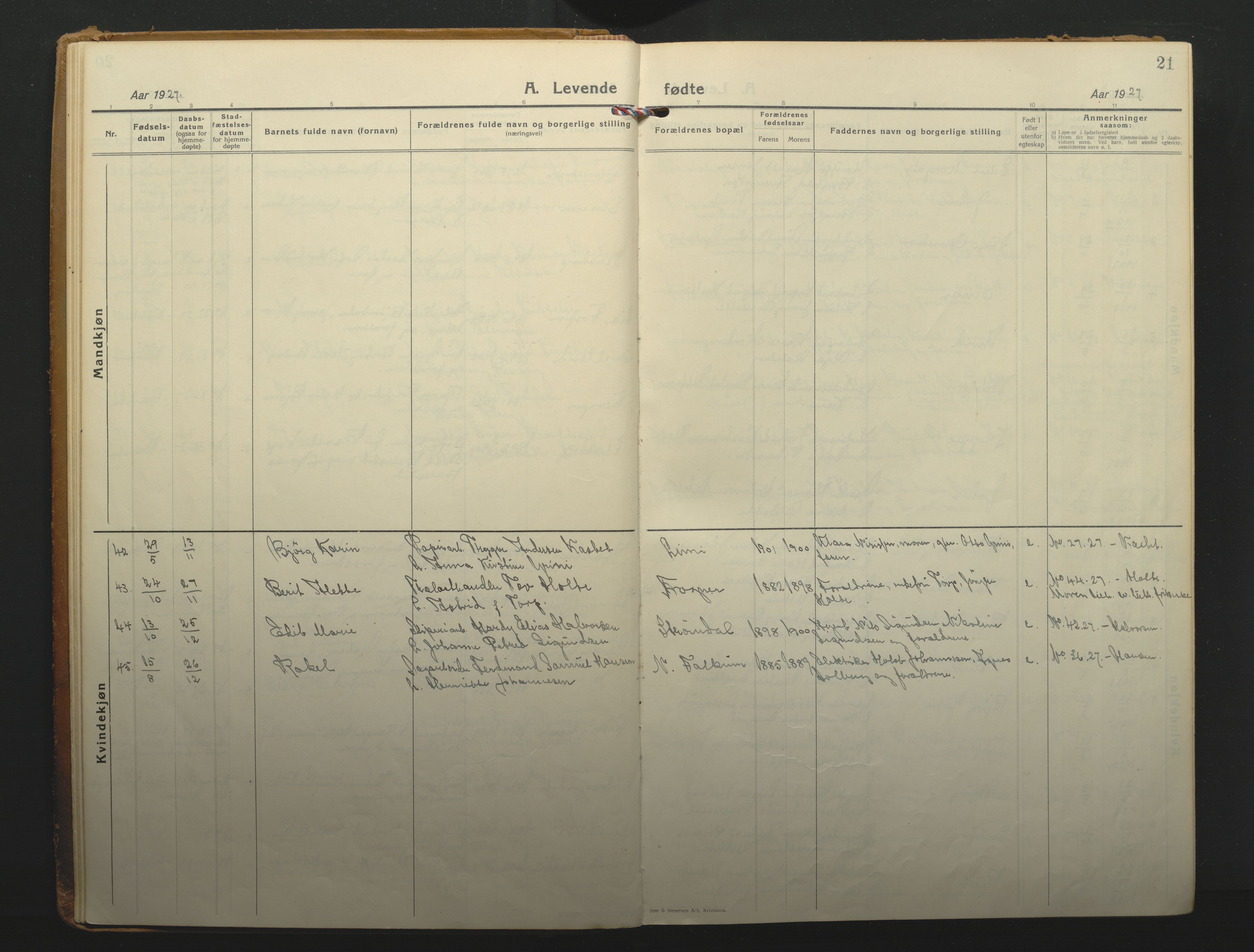Gjerpen kirkebøker, SAKO/A-265/F/Fa/L0014: Parish register (official) no. I 14, 1925-1938, p. 21
