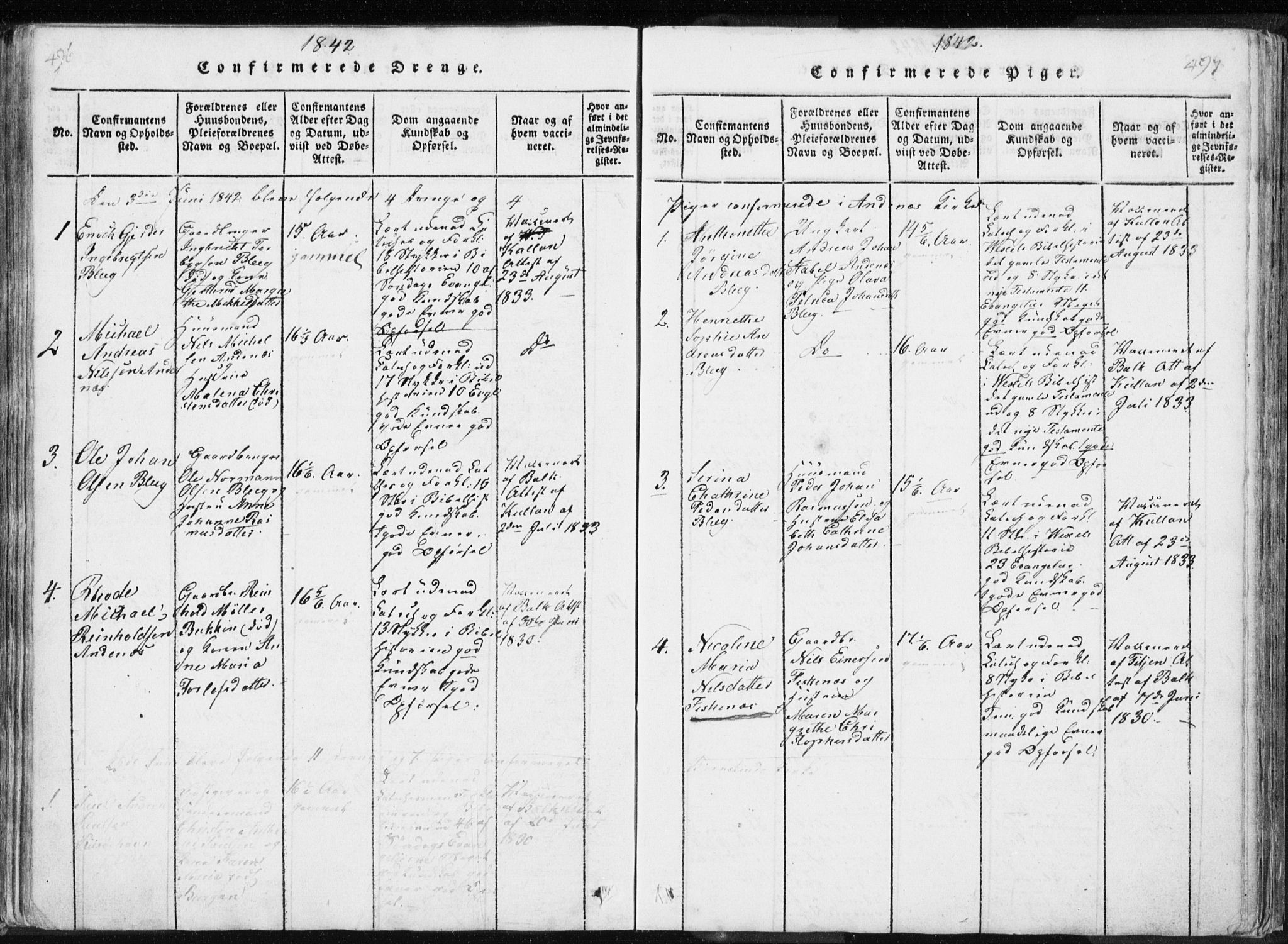 Ministerialprotokoller, klokkerbøker og fødselsregistre - Nordland, AV/SAT-A-1459/897/L1411: Parish register (copy) no. 897C01, 1820-1866, p. 496-497