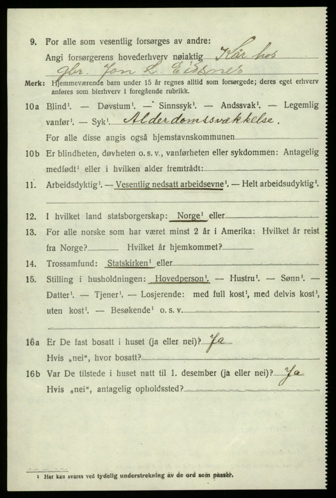 SAB, 1920 census for Hamre, 1920, p. 3424