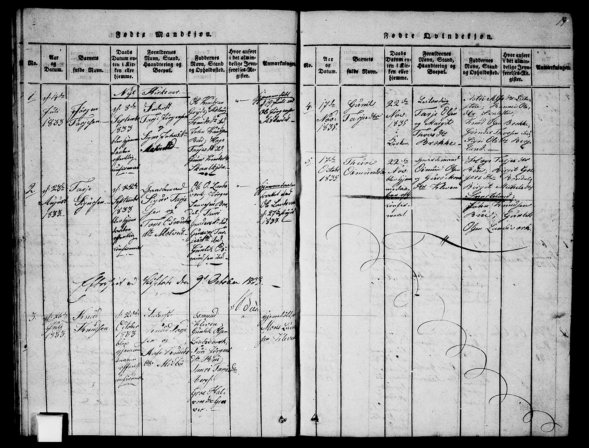 Fyresdal kirkebøker, SAKO/A-263/G/Ga/L0002: Parish register (copy) no. I 2, 1815-1857, p. 13