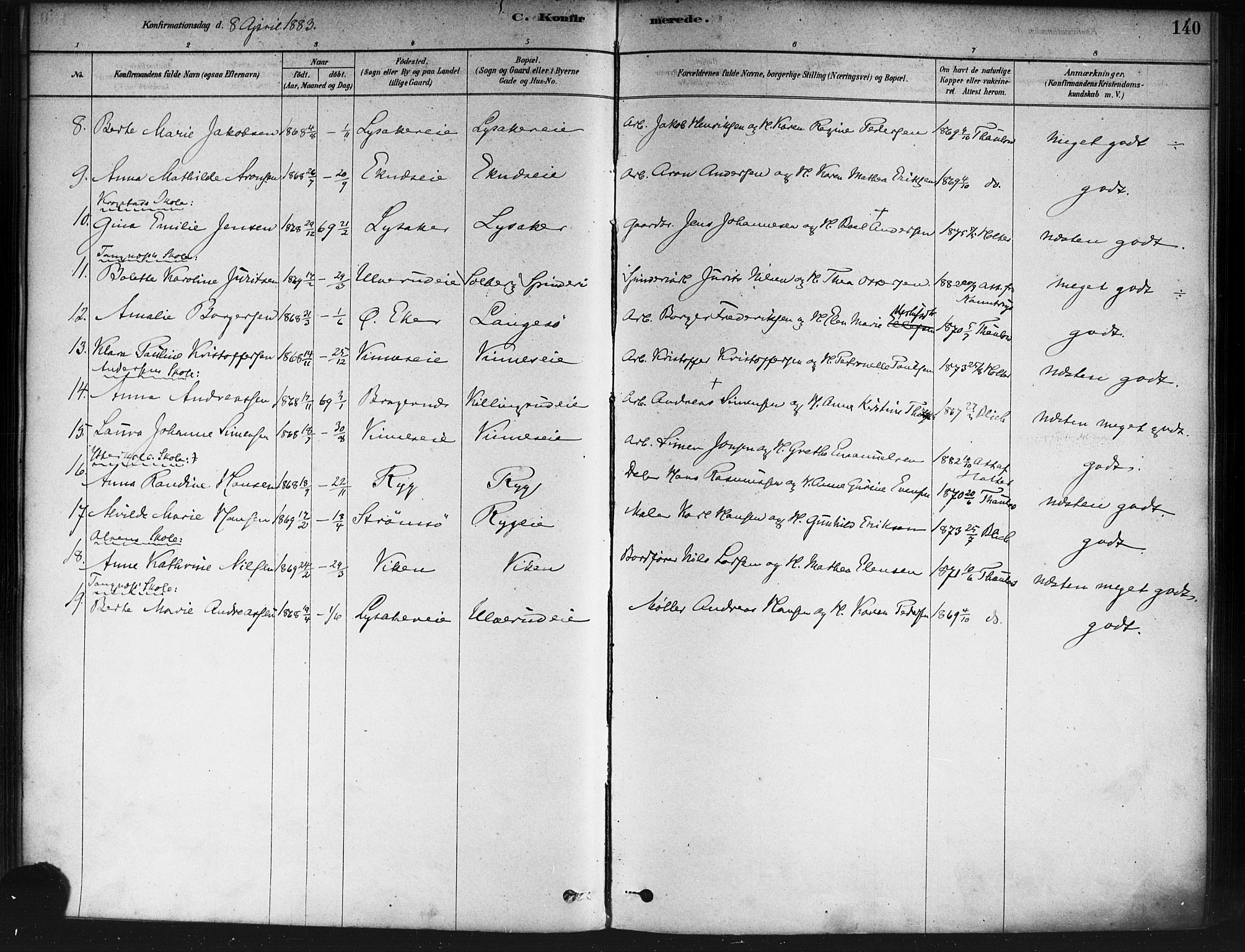 Nedre Eiker kirkebøker, AV/SAKO-A-612/F/Fa/L0002: Parish register (official) no. 2, 1878-1885, p. 140