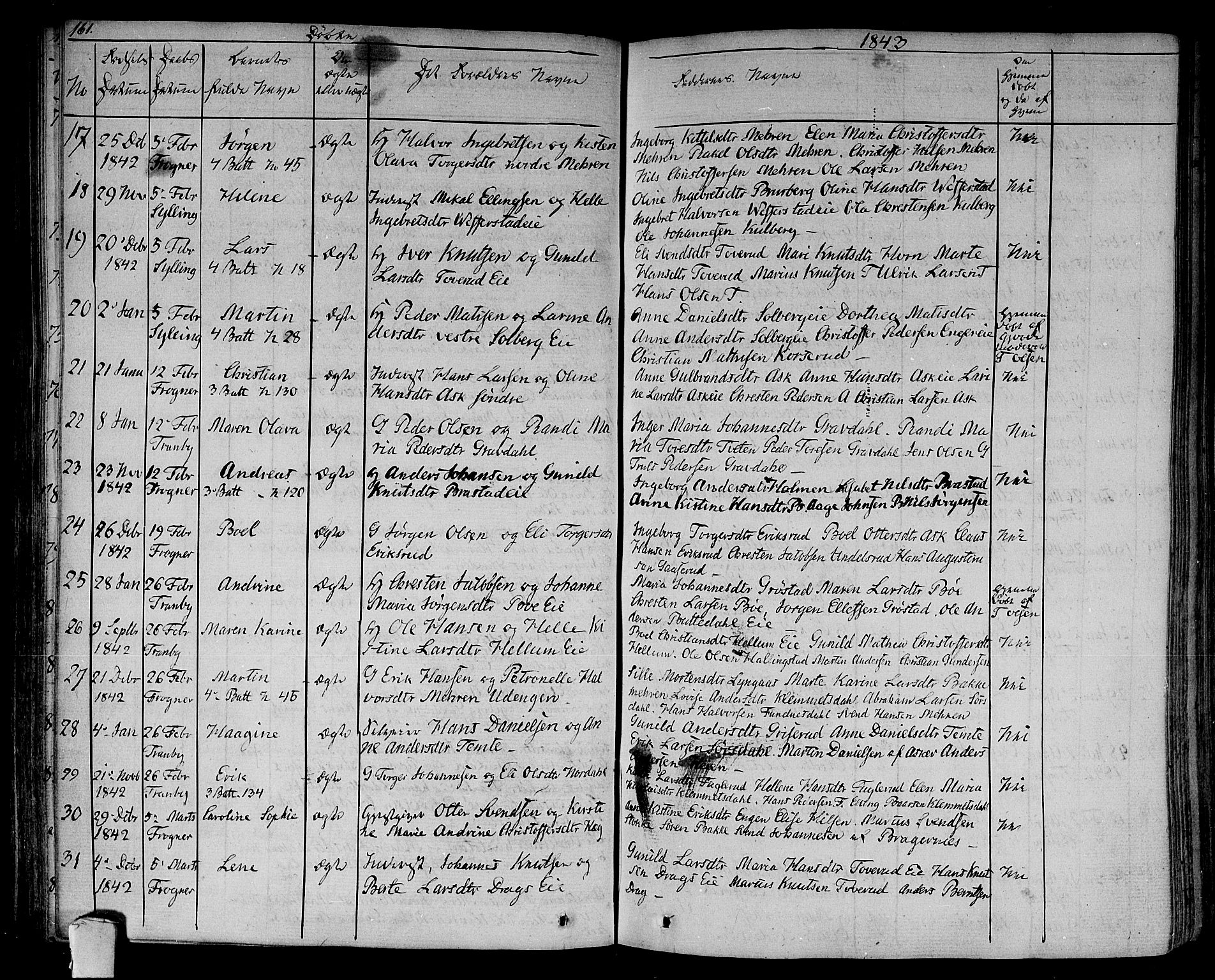 Lier kirkebøker, AV/SAKO-A-230/F/Fa/L0010: Parish register (official) no. I 10, 1827-1843, p. 161