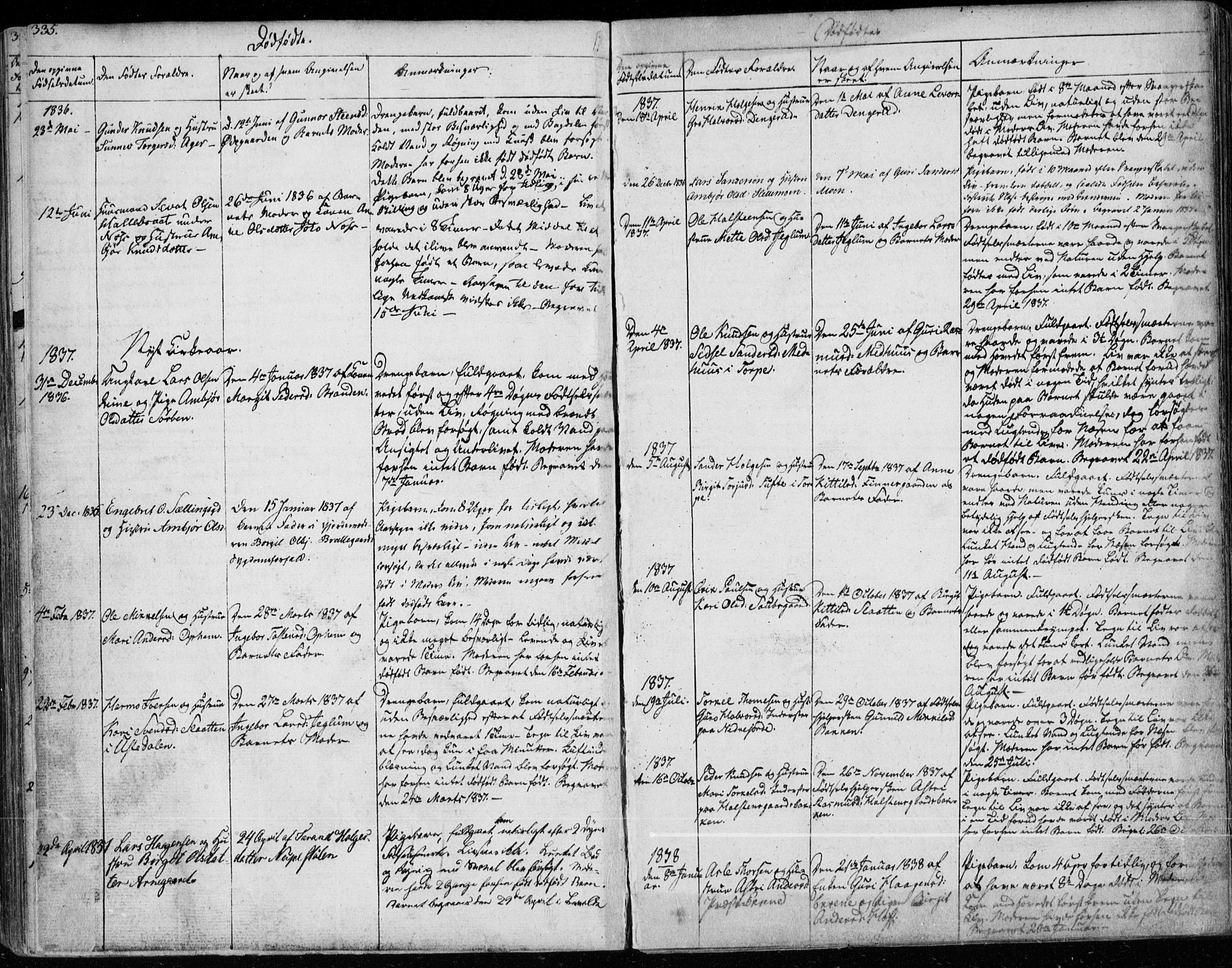 Ål kirkebøker, SAKO/A-249/F/Fa/L0005: Parish register (official) no. I 5, 1825-1848, p. 335