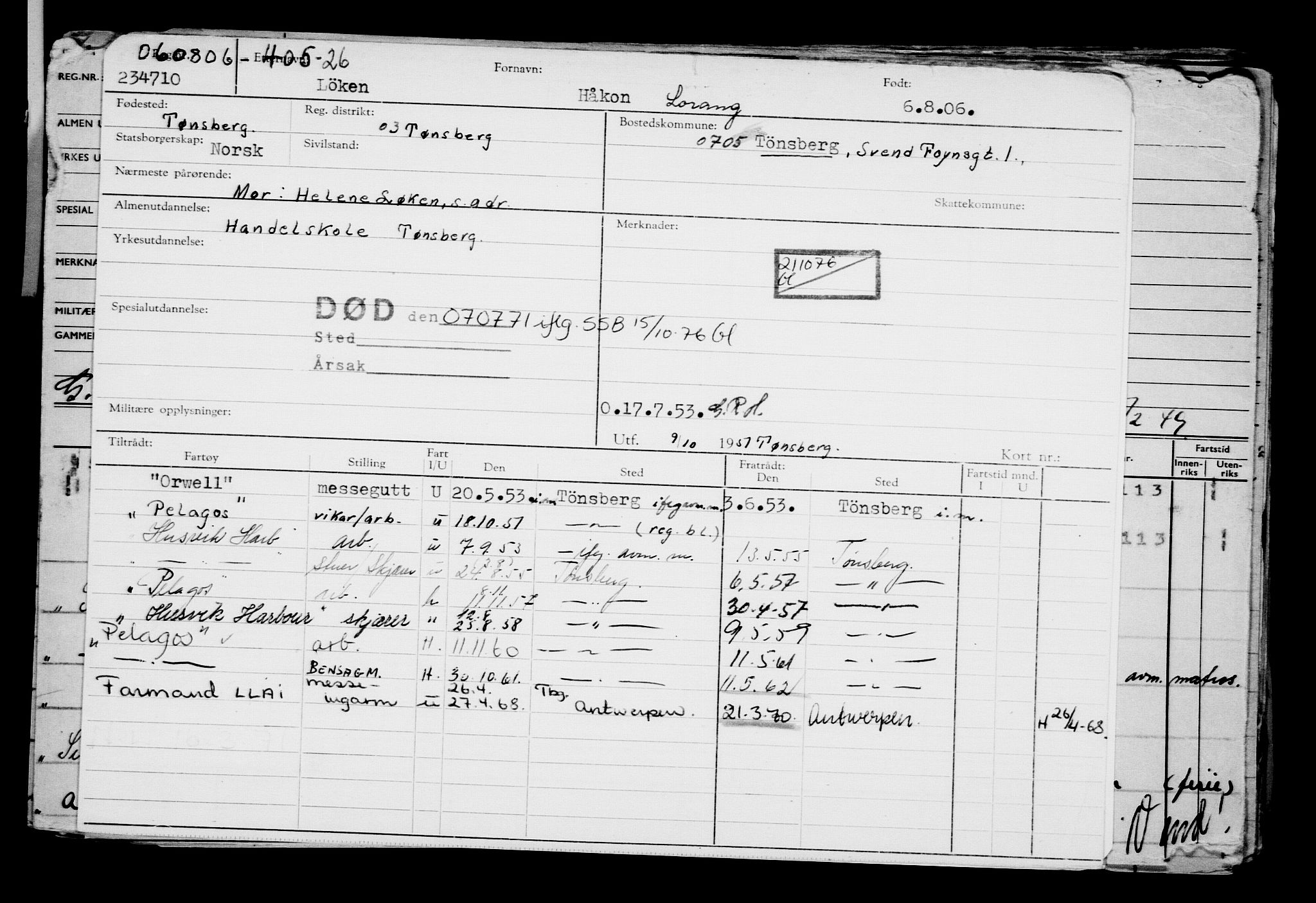 Direktoratet for sjømenn, AV/RA-S-3545/G/Gb/L0066: Hovedkort, 1906, p. 434