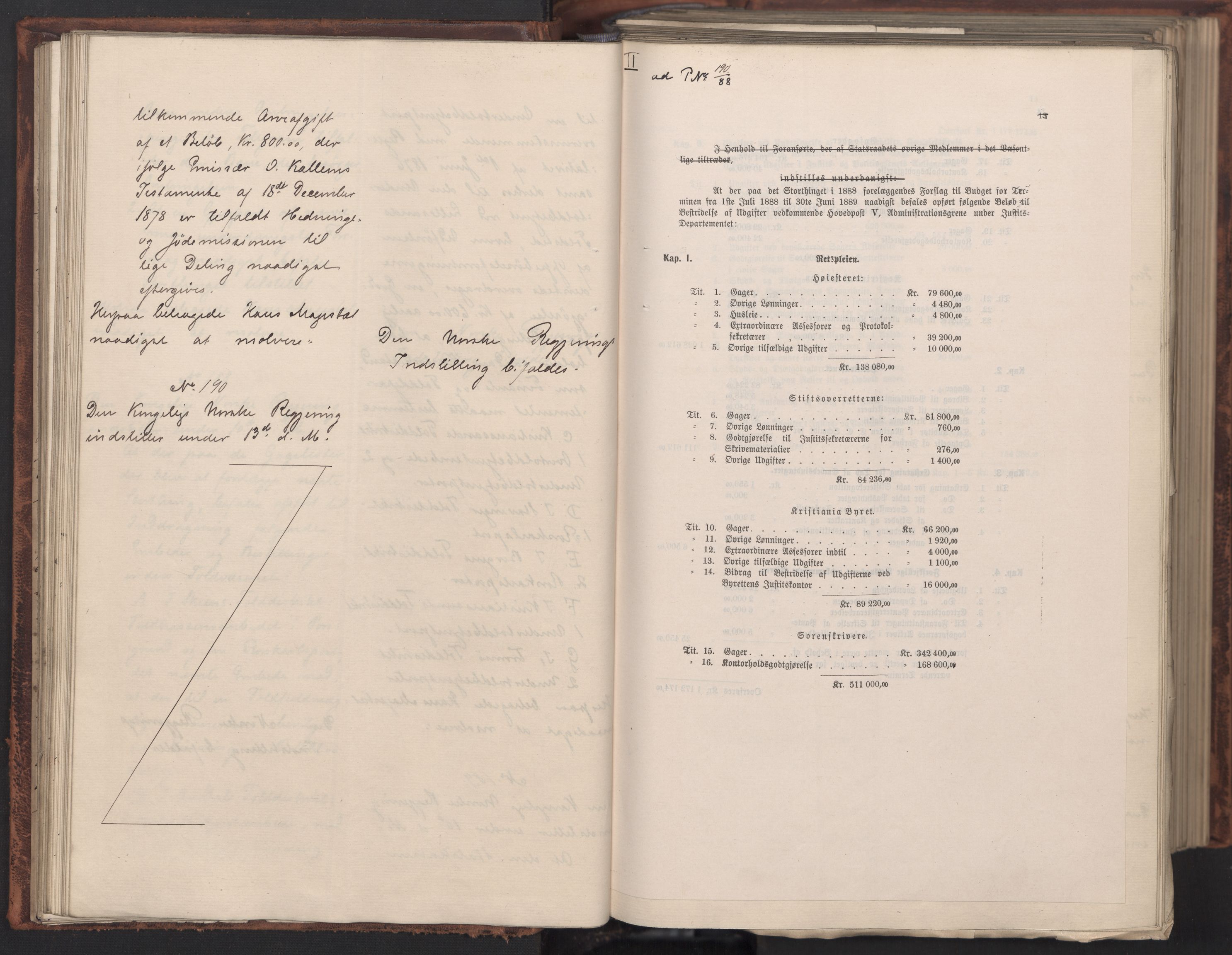 Statsrådssekretariatet, AV/RA-S-1001/A/Ab/L0151: Kgl. res. nr. 1-1281, 1. halvår, 1888