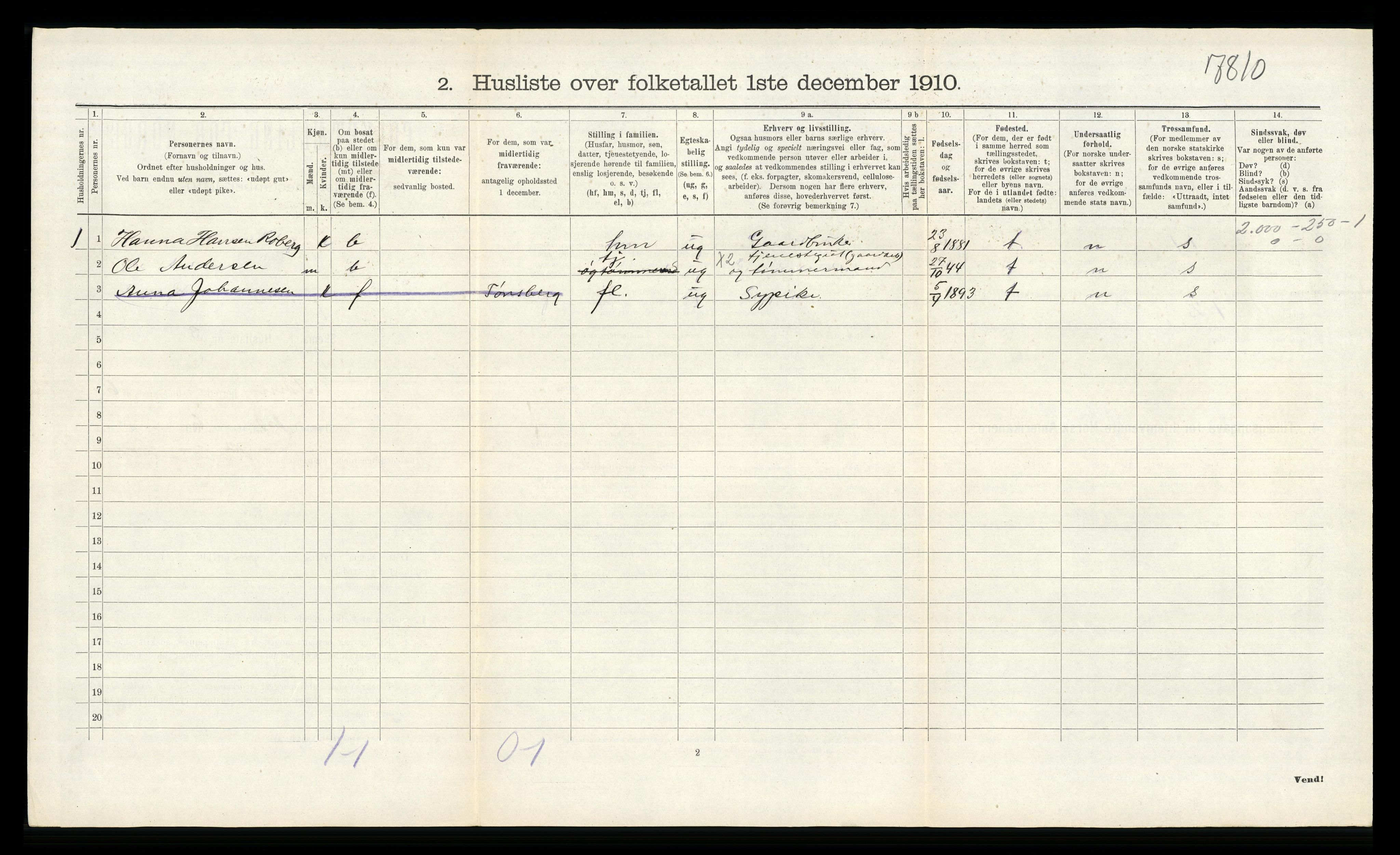 RA, 1910 census for Sem, 1910, p. 809