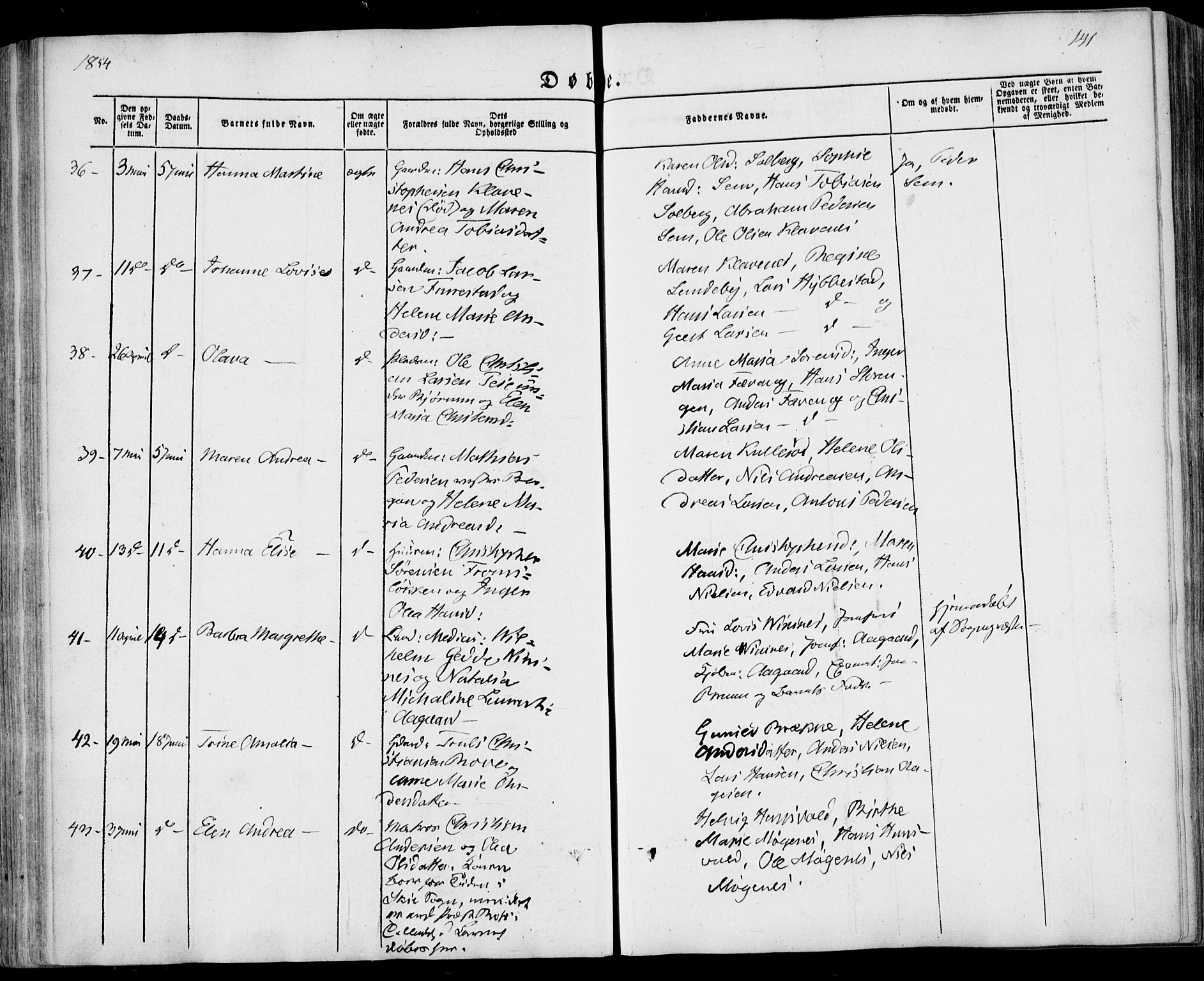 Sandar kirkebøker, SAKO/A-243/F/Fa/L0006: Parish register (official) no. 6, 1847-1860, p. 141