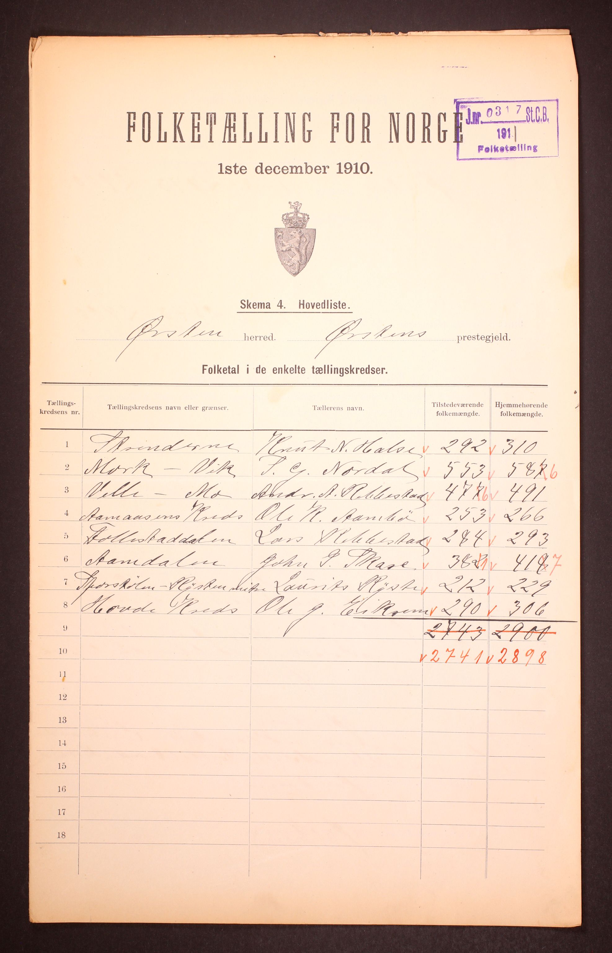 RA, 1910 census for Ørsta, 1910, p. 2