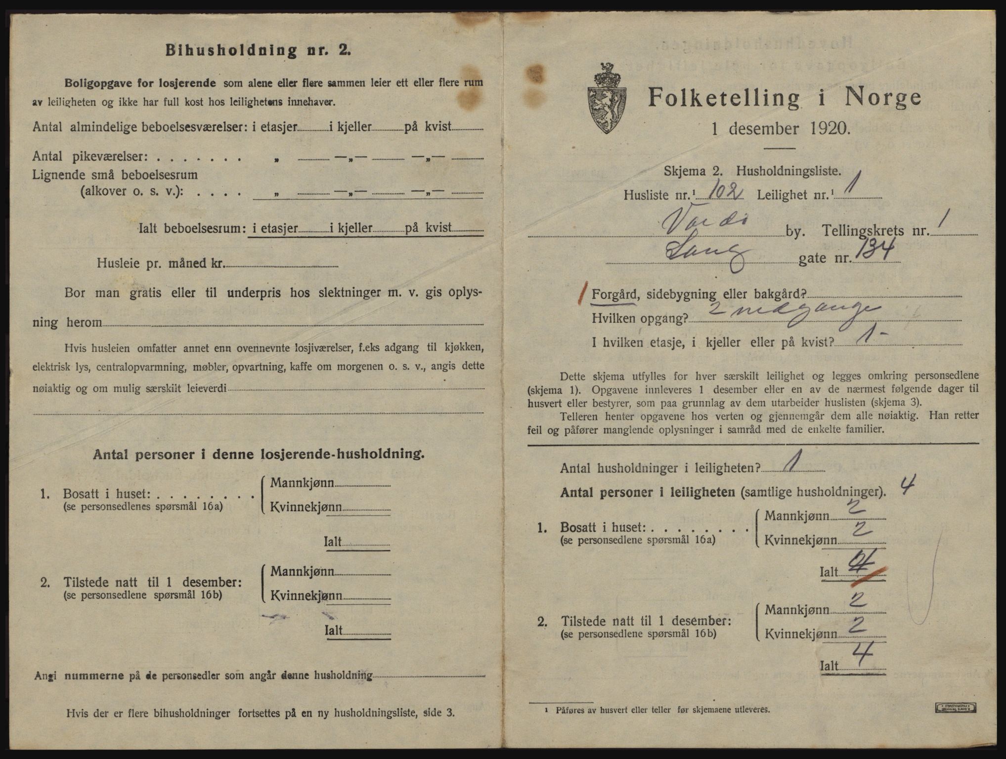 SATØ, 1920 census for Vardø, 1920, p. 1347