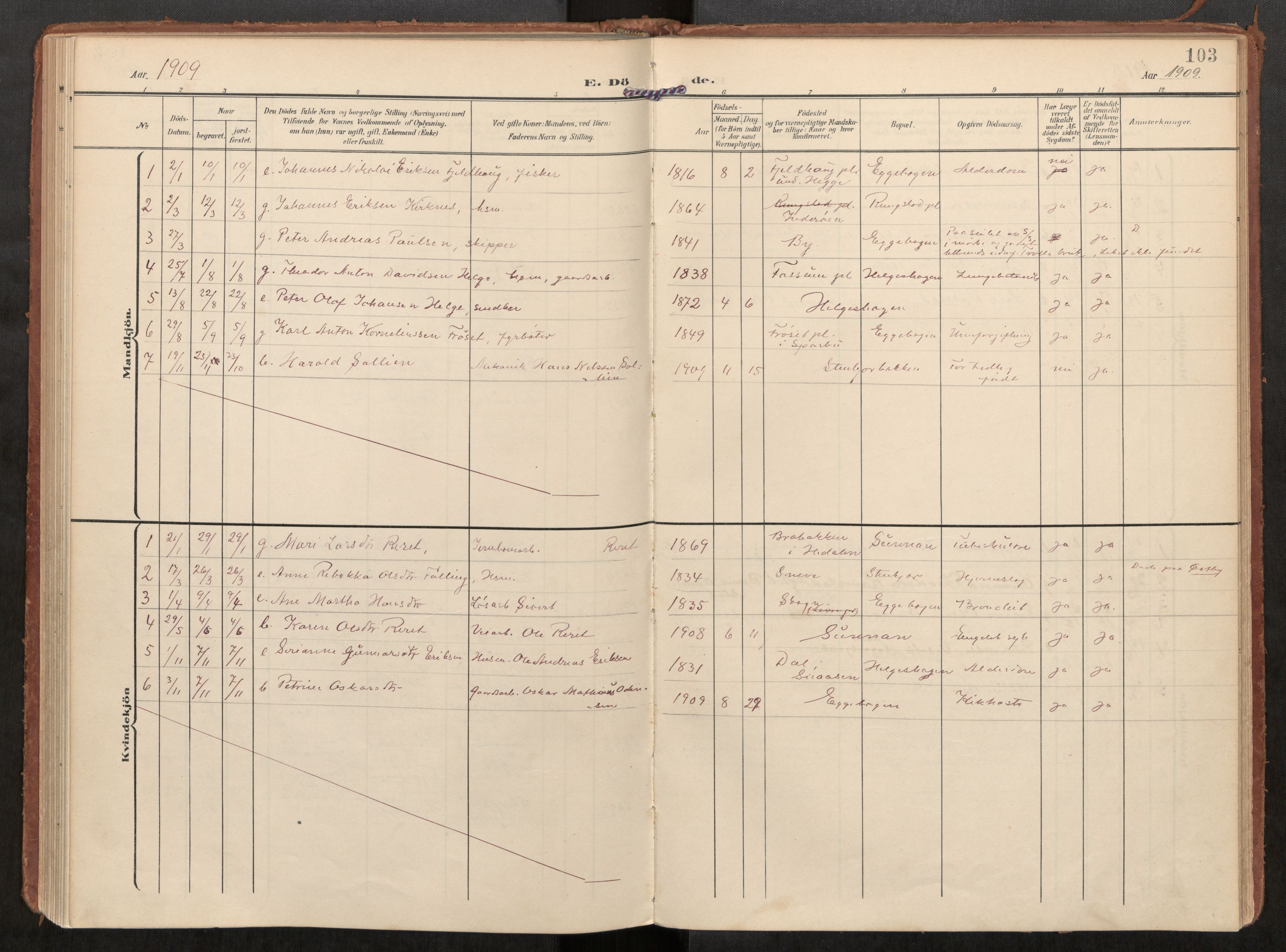 Steinkjer sokneprestkontor, AV/SAT-A-1541/01/H/Ha/Haa/L0002: Parish register (official) no. 2, 1907-1917, p. 103