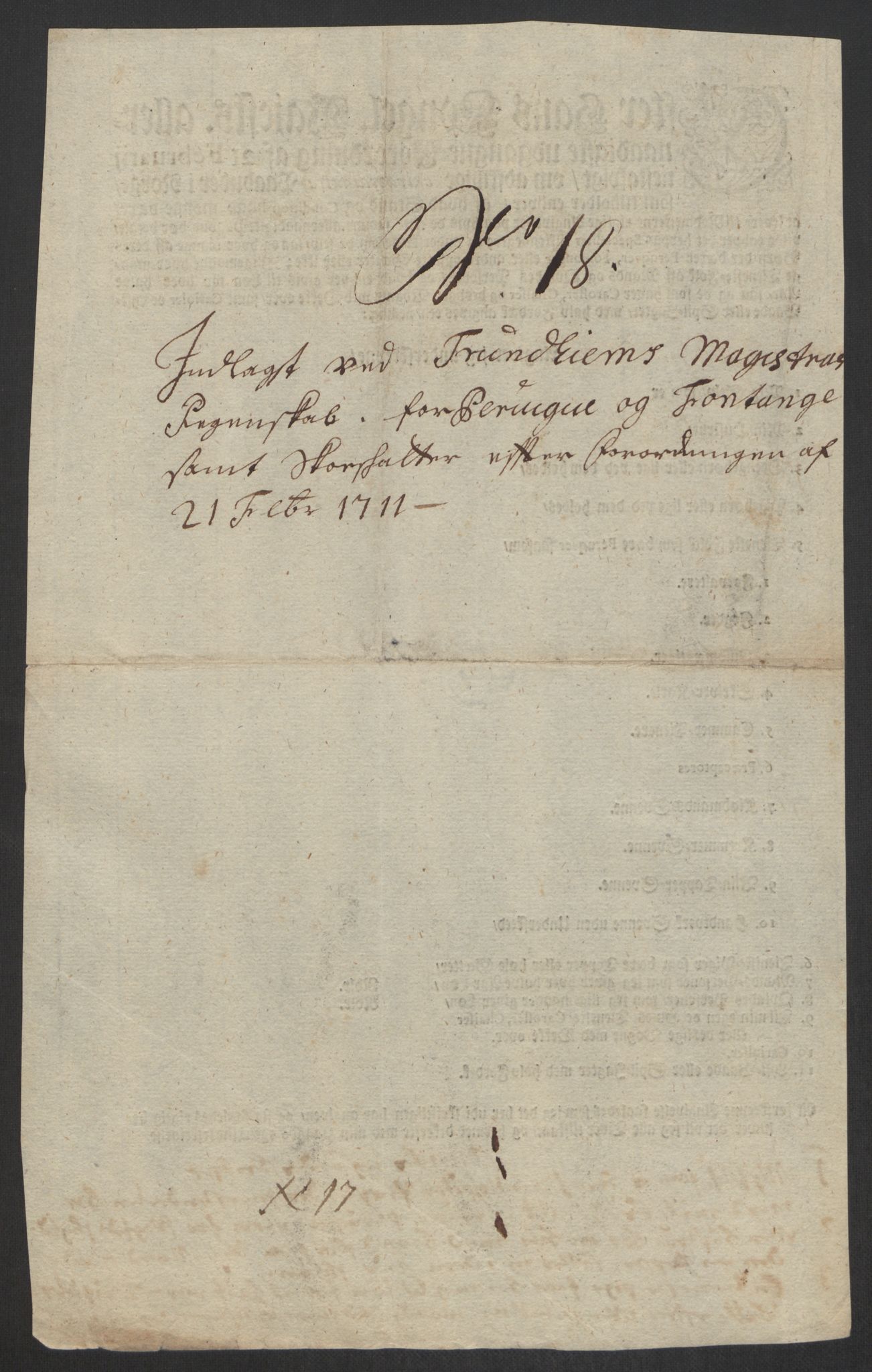 Rentekammeret inntil 1814, Reviderte regnskaper, Byregnskaper, RA/EA-4066/R/Rs/L0507: [S3] Kontribusjonsregnskap, 1699-1711, p. 524