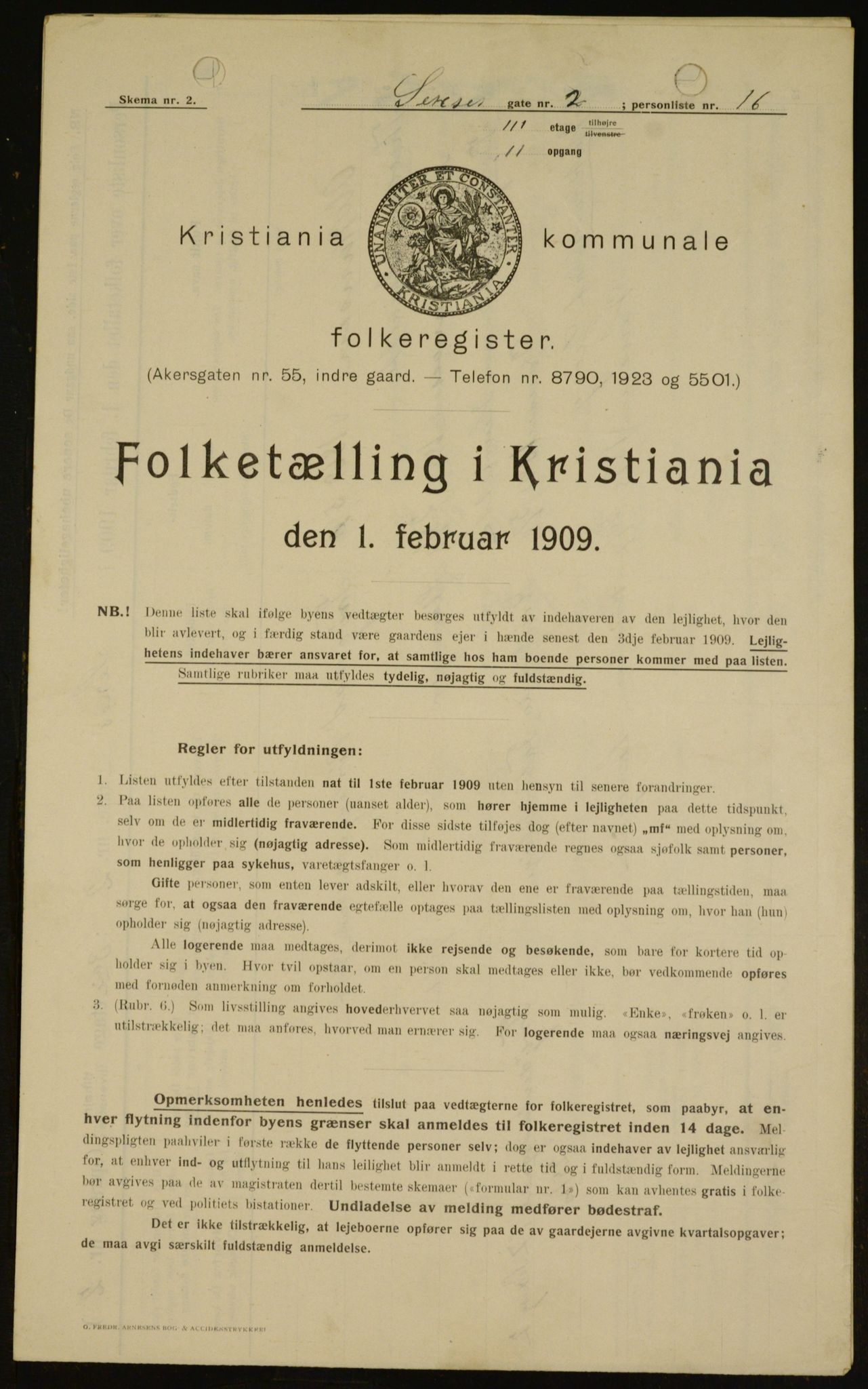 OBA, Municipal Census 1909 for Kristiania, 1909, p. 85917
