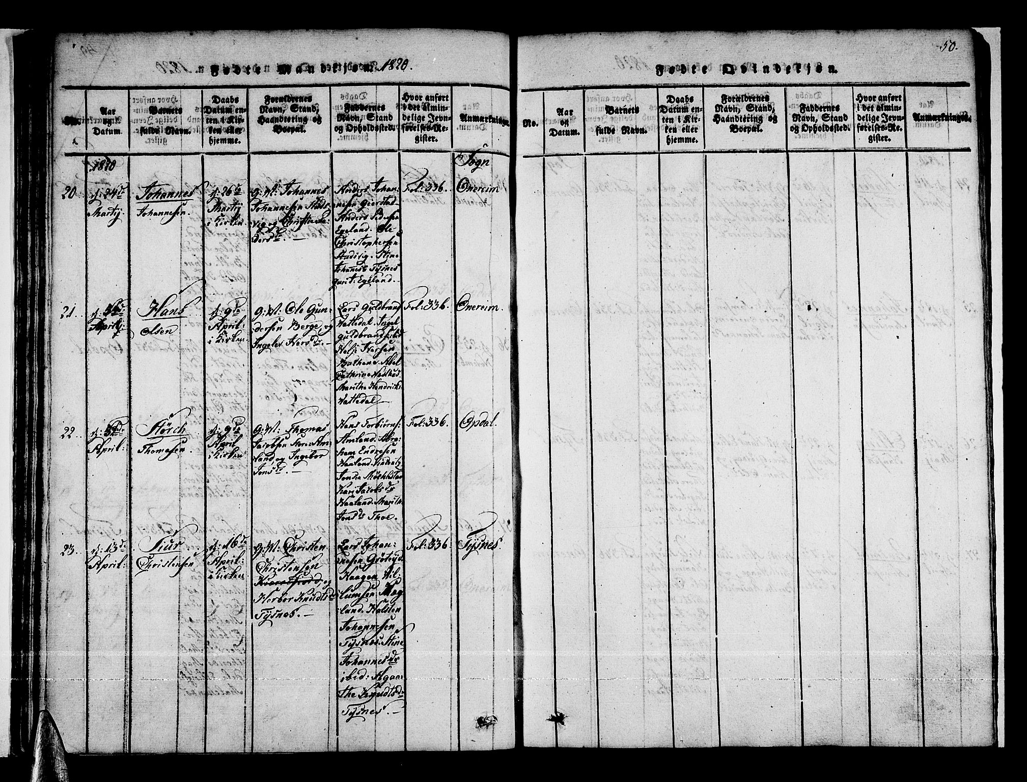 Tysnes sokneprestembete, AV/SAB-A-78601/H/Haa: Parish register (official) no. A 7, 1816-1826, p. 50