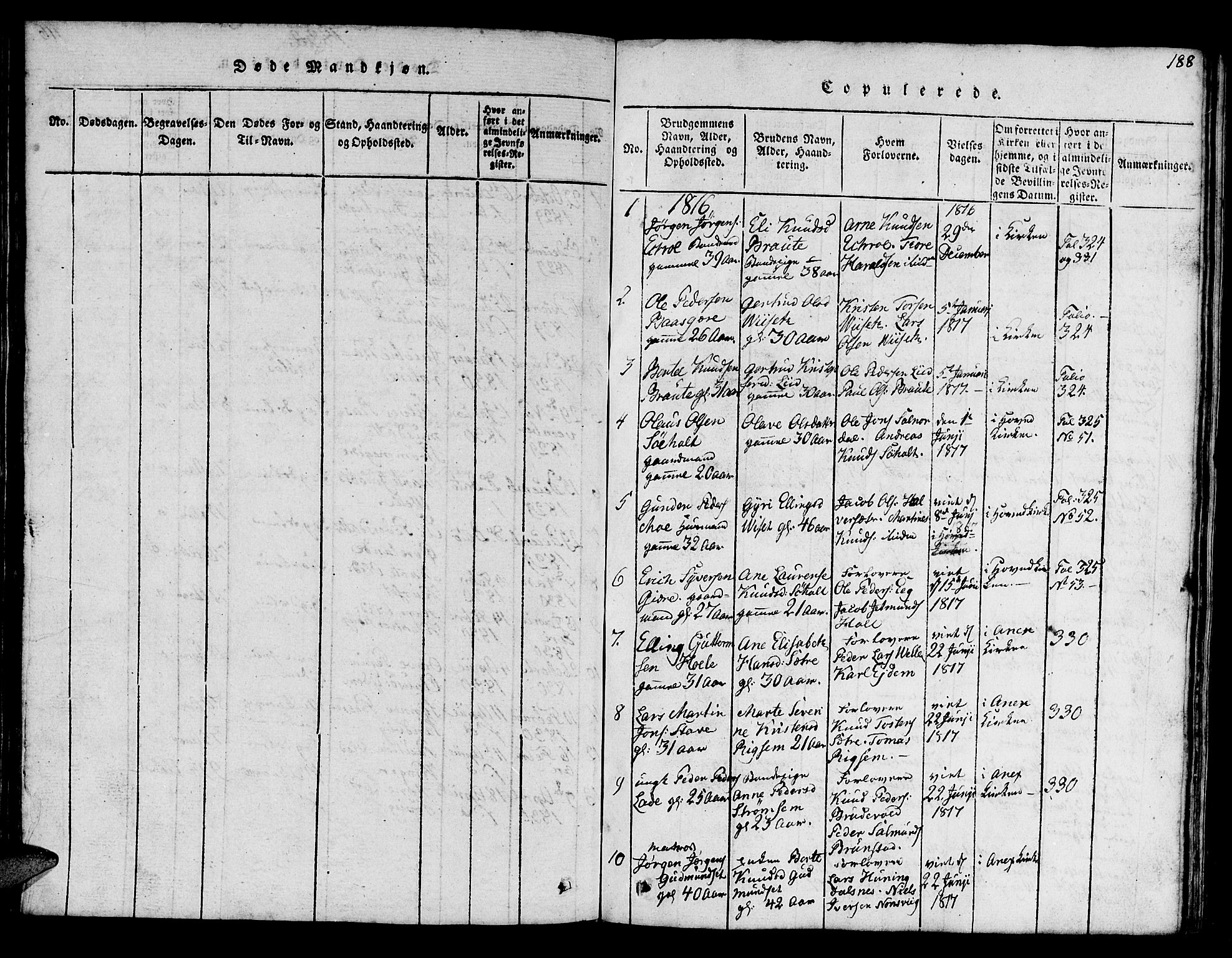 Ministerialprotokoller, klokkerbøker og fødselsregistre - Møre og Romsdal, SAT/A-1454/522/L0322: Parish register (copy) no. 522C01, 1816-1830, p. 188