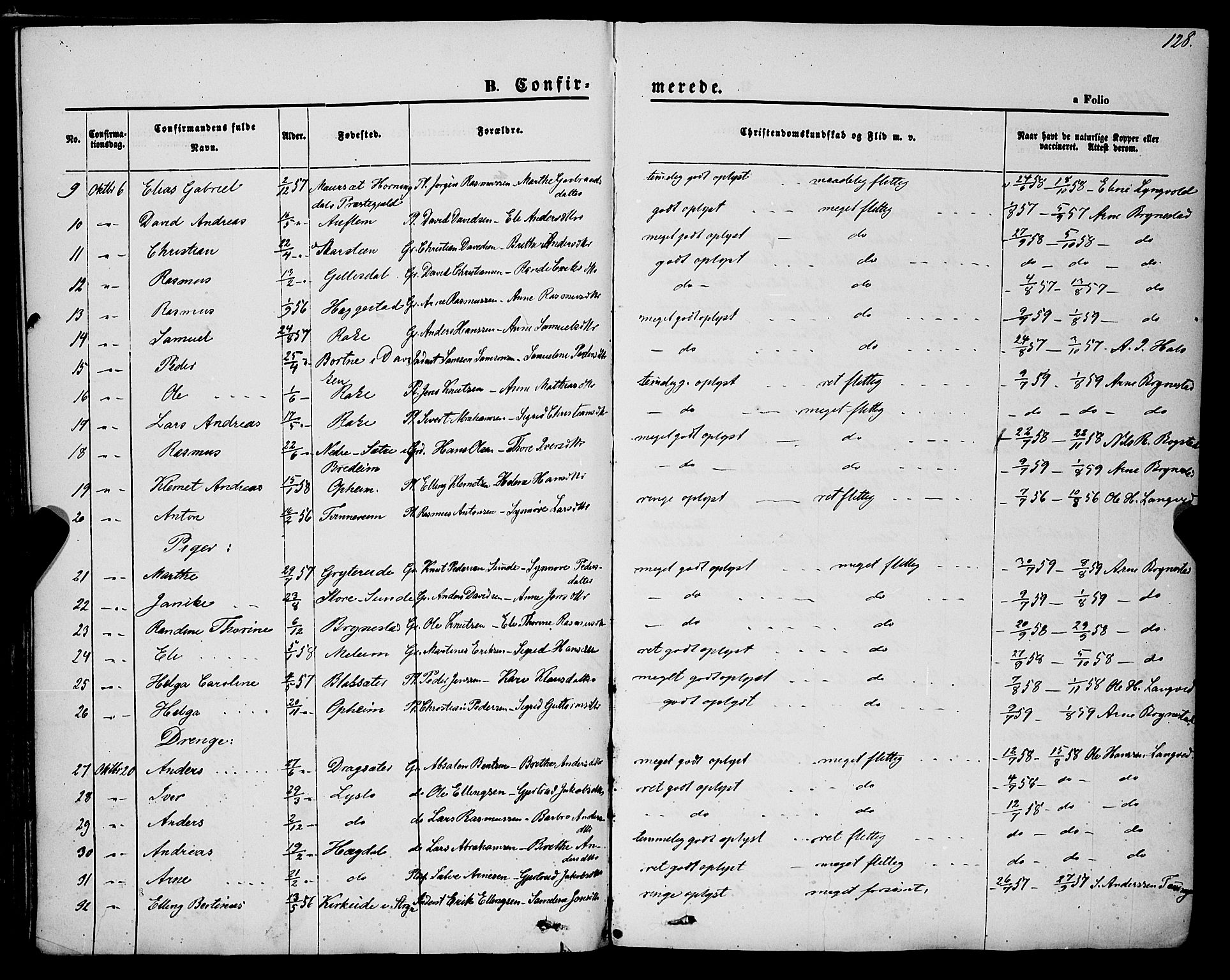 Innvik sokneprestembete, AV/SAB-A-80501: Parish register (official) no. A 6, 1865-1878, p. 128