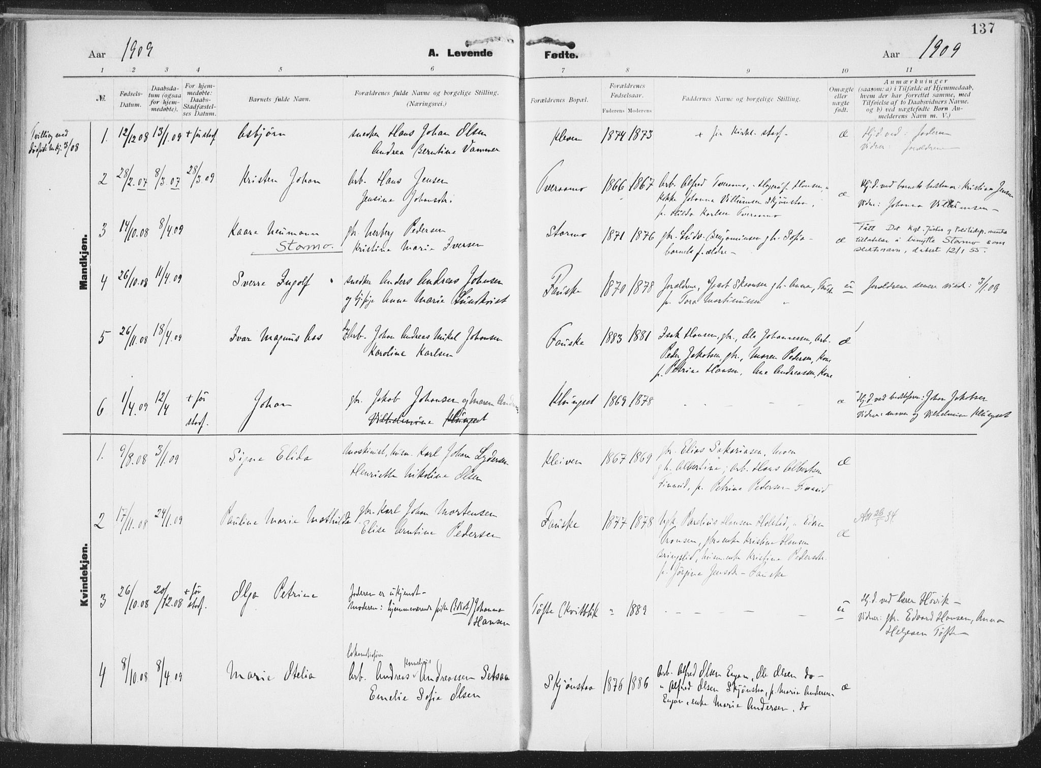 Ministerialprotokoller, klokkerbøker og fødselsregistre - Nordland, AV/SAT-A-1459/849/L0696: Parish register (official) no. 849A08, 1898-1910, p. 137