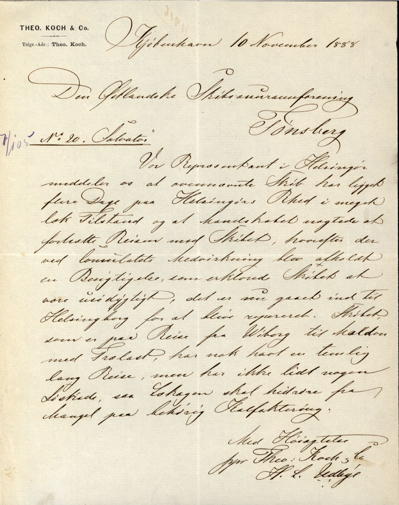 Pa 63 - Østlandske skibsassuranceforening, VEMU/A-1079/G/Ga/L0022/0010: Havaridokumenter / Salvator, Sleipner, Speed, Spica, Stjernen, 1888, p. 2