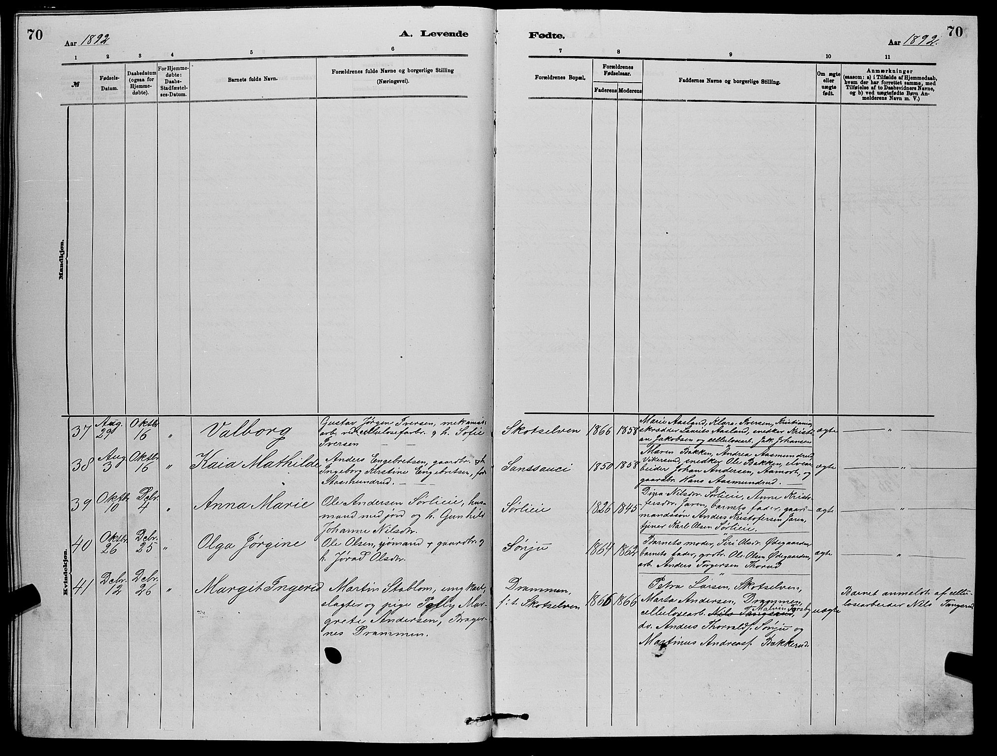 Eiker kirkebøker, SAKO/A-4/G/Gb/L0003: Parish register (copy) no. II 3, 1880-1893, p. 70